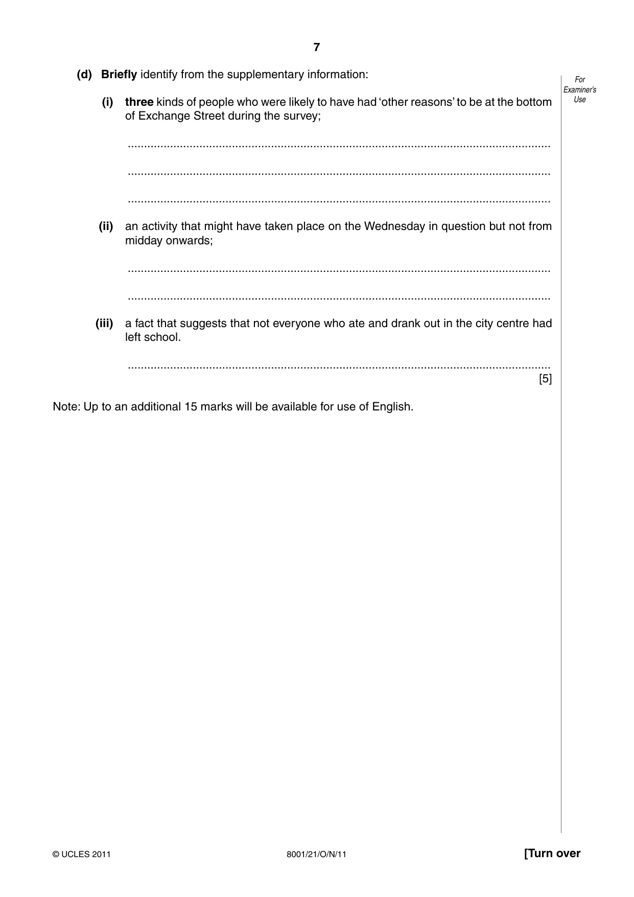 Cambridge A Level General Paper (AS Level only) 8001 2011 Oct/Nov Paper 2 · Variant 1 question paper, page 7 of 12