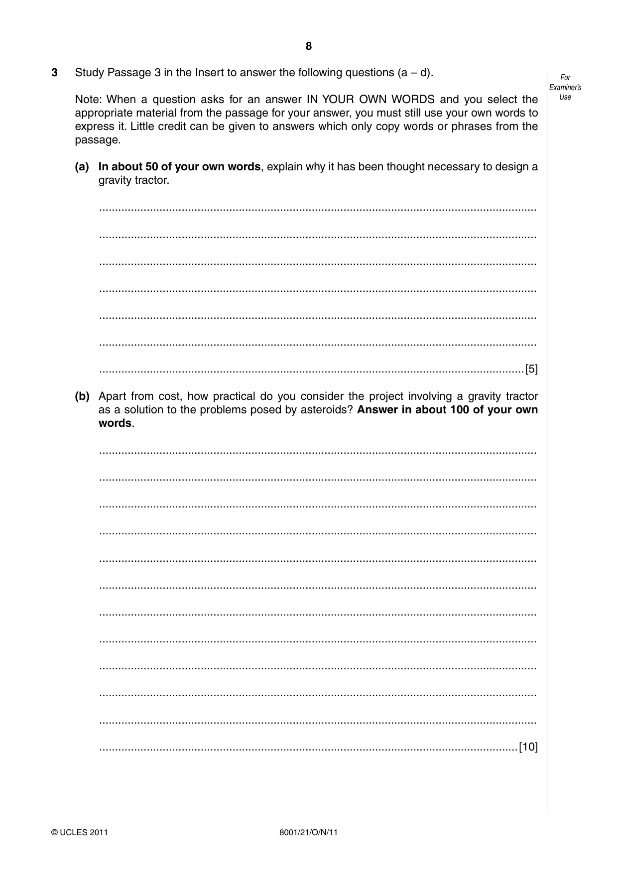 Cambridge A Level General Paper (AS Level only) 8001 2011 Oct/Nov Paper 2 · Variant 1 question paper, page 8 of 12