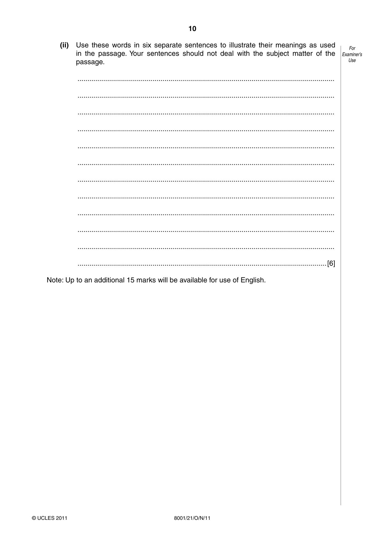 Cambridge A Level General Paper (AS Level only) 8001 2011 Oct/Nov Paper 2 · Variant 1 question paper, page 10 of 12