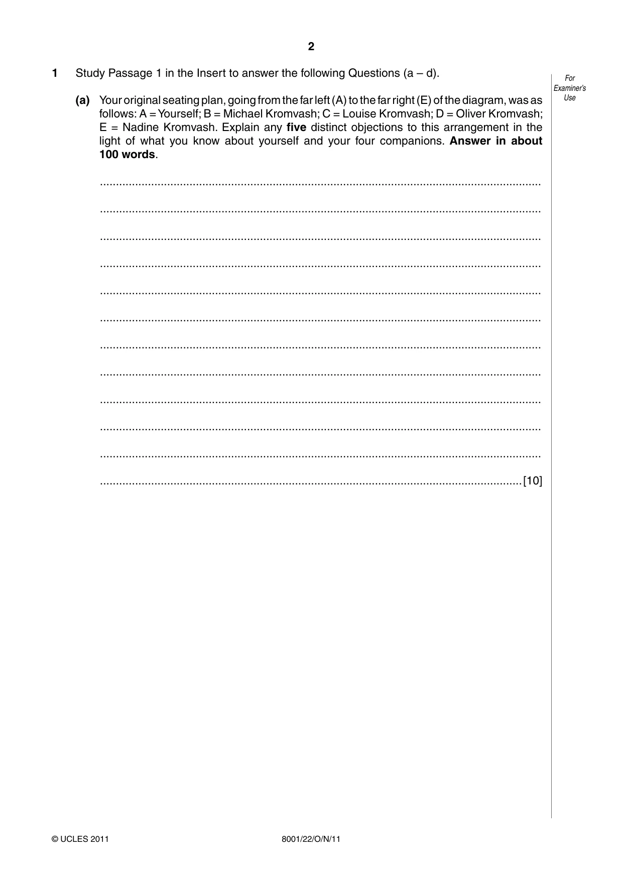 Cambridge A Level General Paper (AS Level only) 8001 2011 Oct/Nov Paper 2 · Variant 2 question paper, page 2 of 12