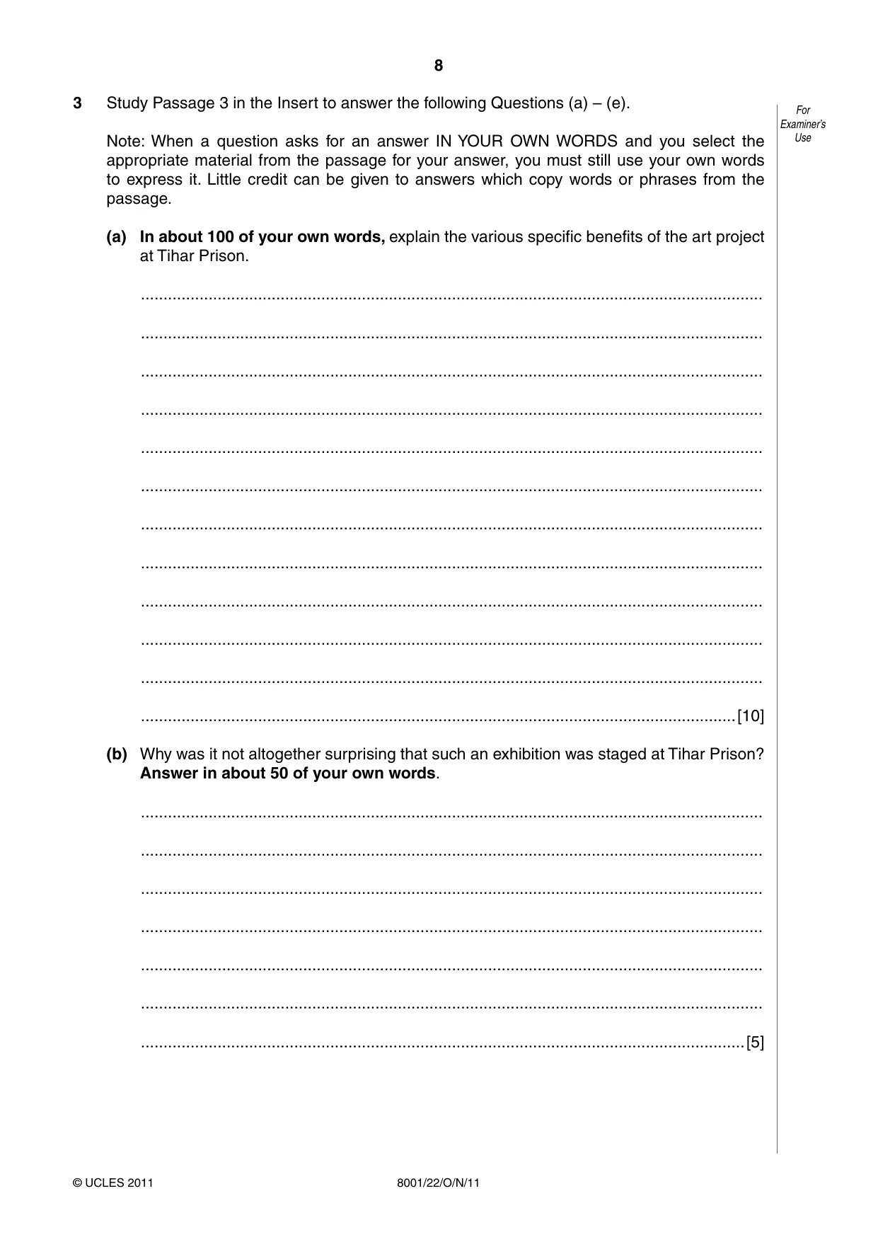 Cambridge A Level General Paper (AS Level only) 8001 2011 Oct/Nov Paper 2 · Variant 2 question paper, page 8 of 12