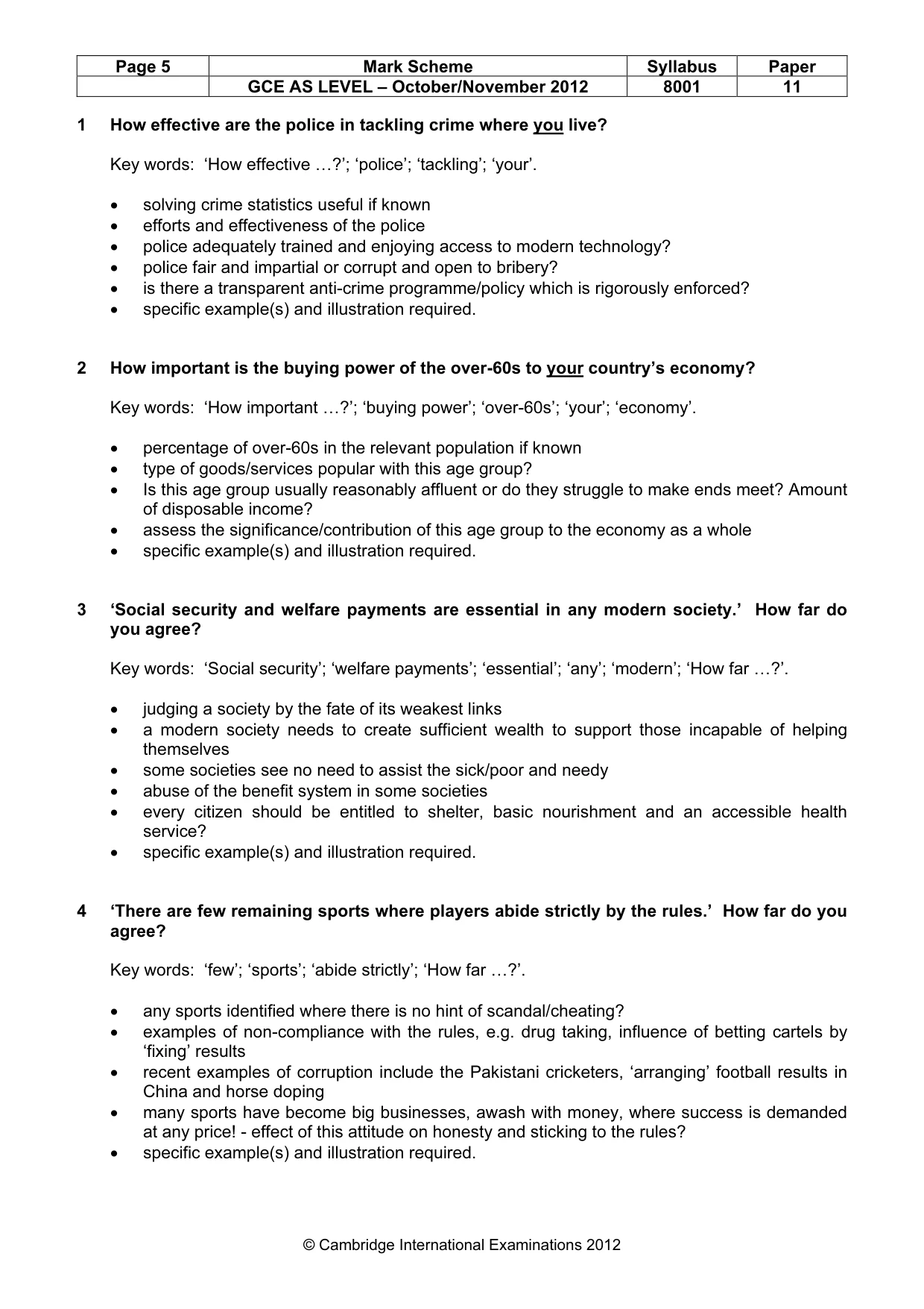 Mark scheme, page 5 of 8