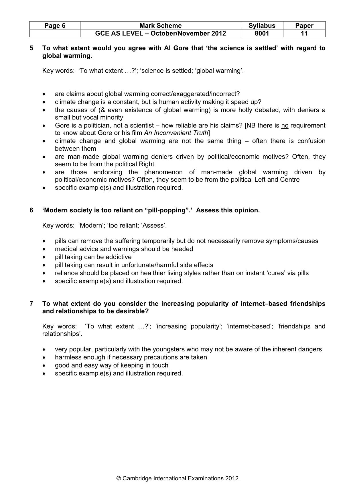 Mark scheme, page 6 of 8