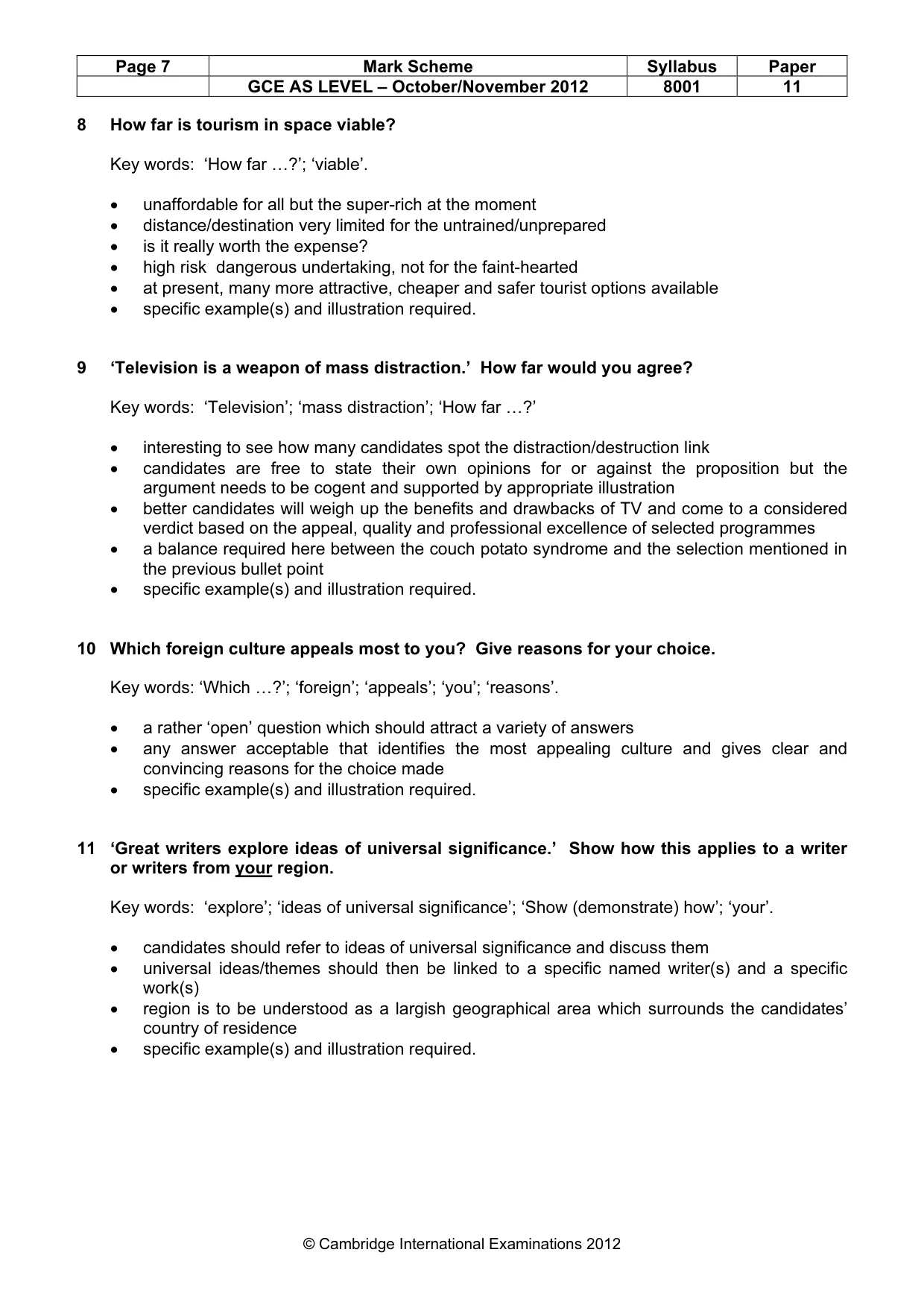 Mark scheme, page 7 of 8