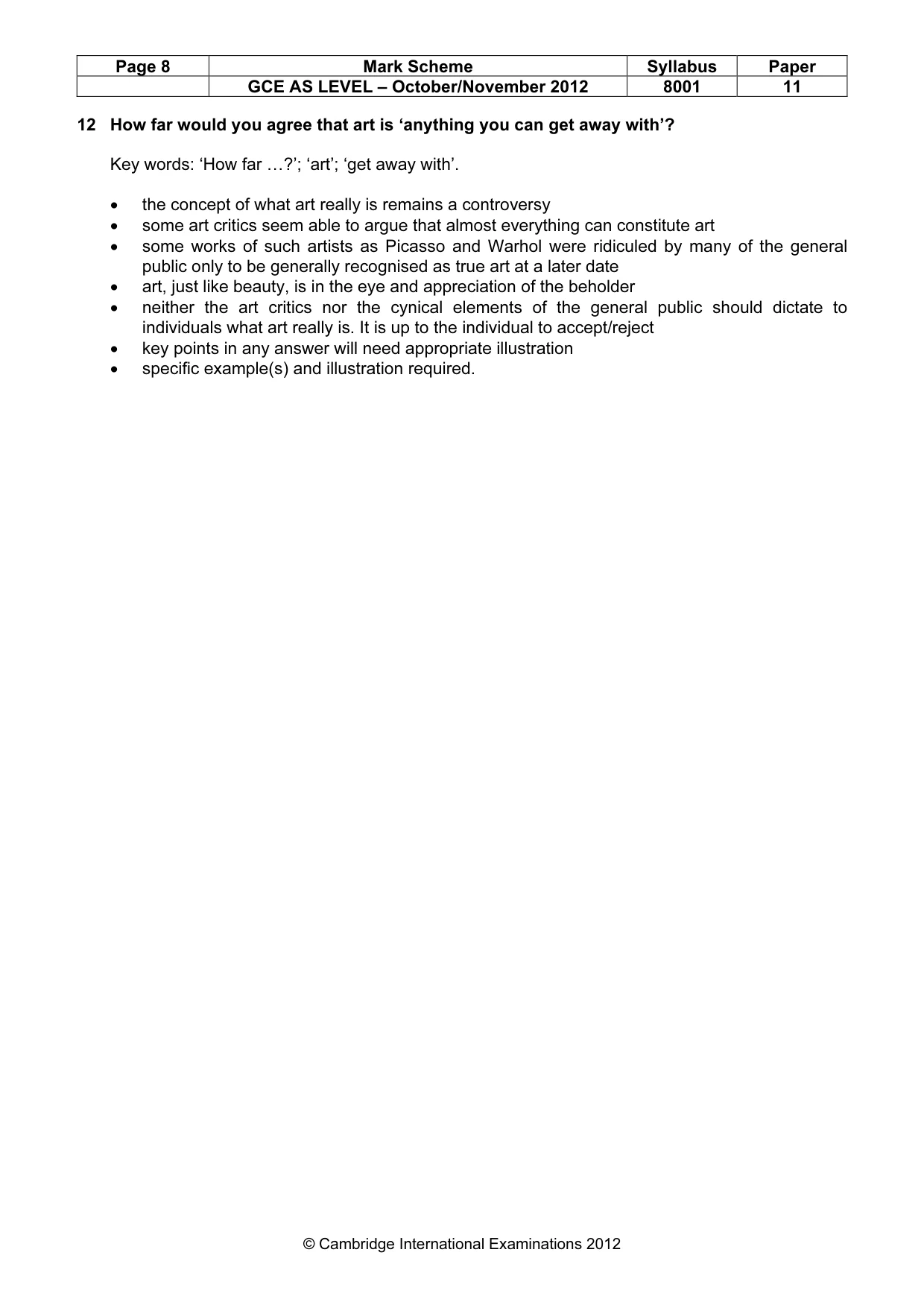Mark scheme, page 8 of 8