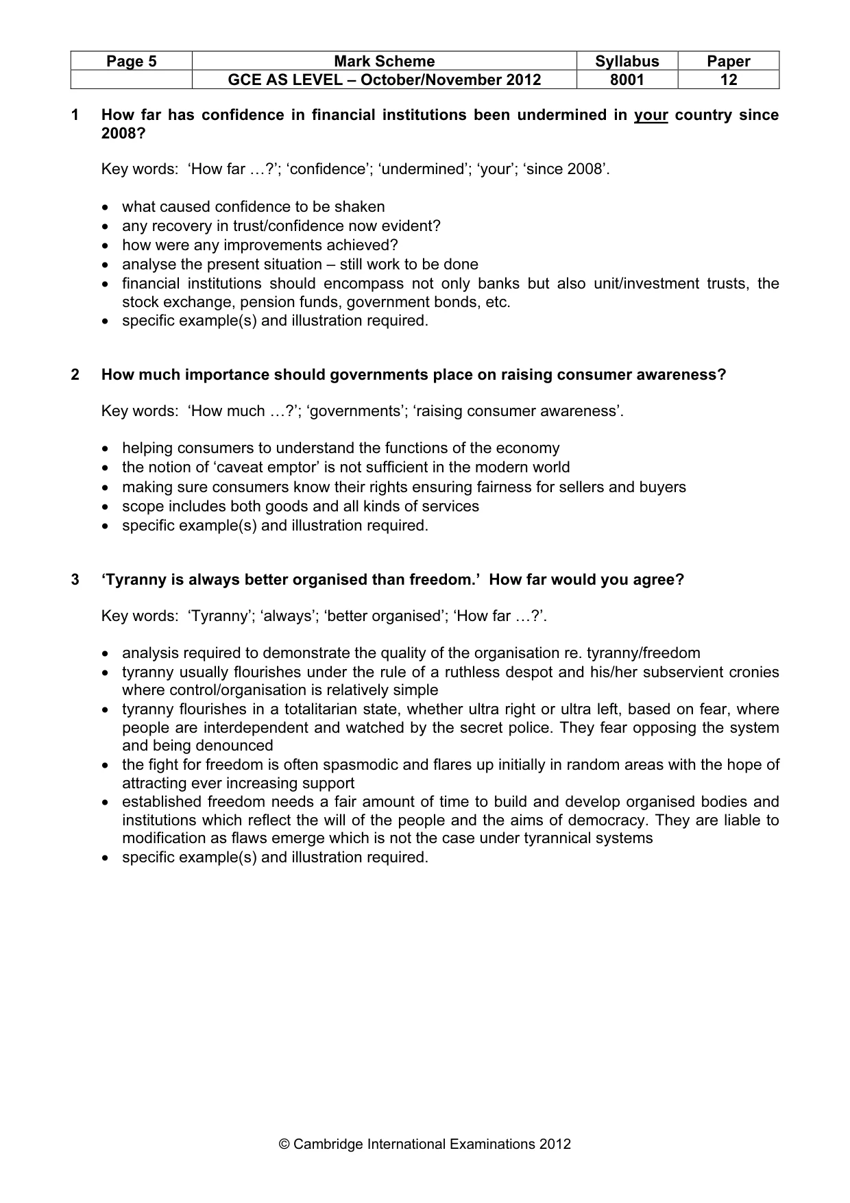 Mark scheme, page 5 of 8