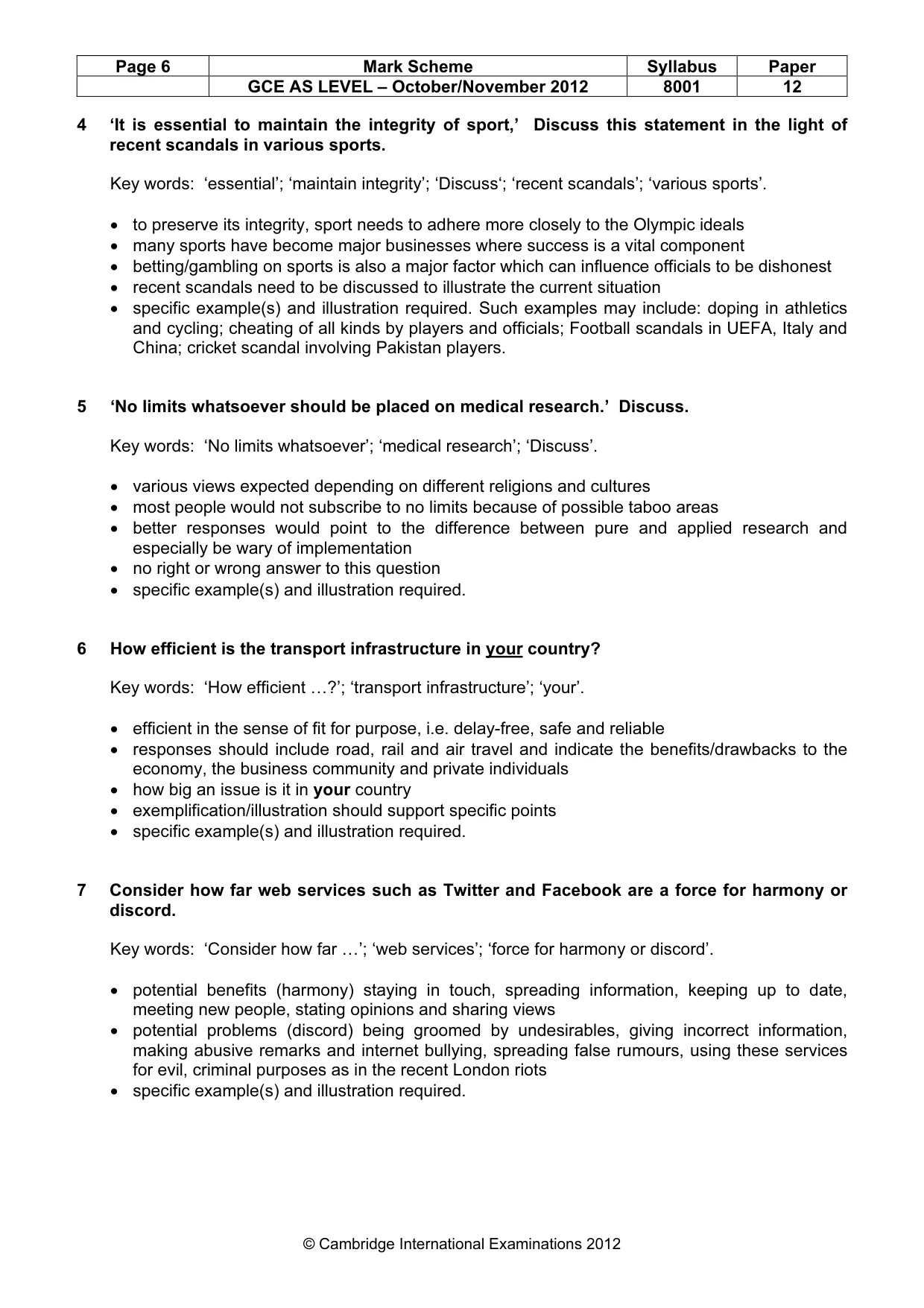 Mark scheme, page 6 of 8