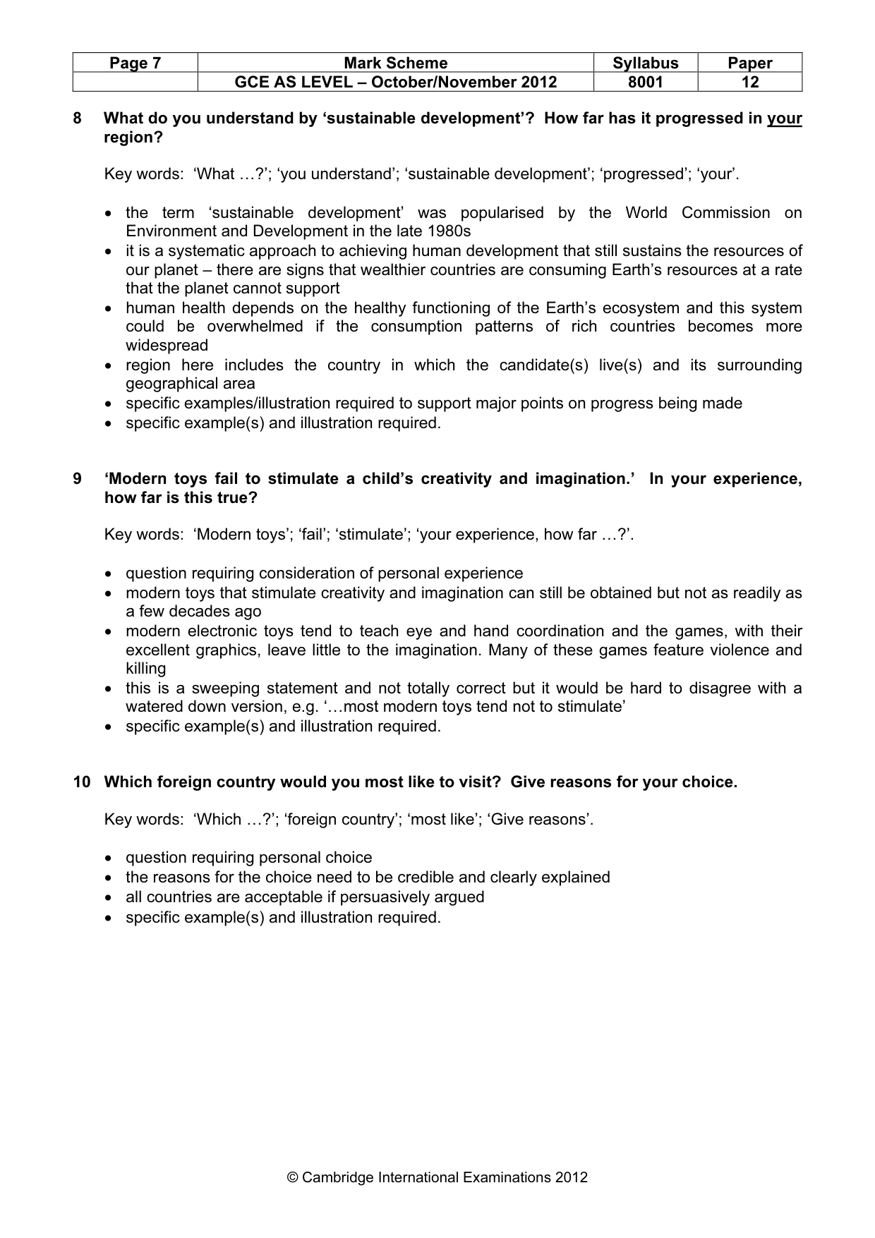 Mark scheme, page 7 of 8