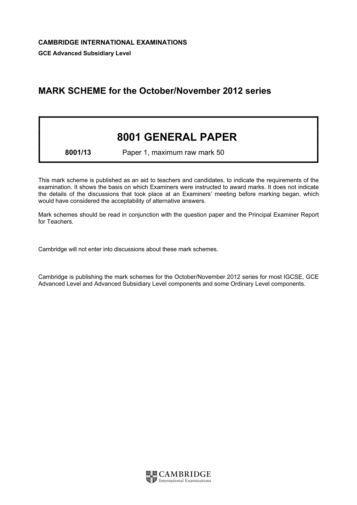 Mark scheme, page 1 of 7