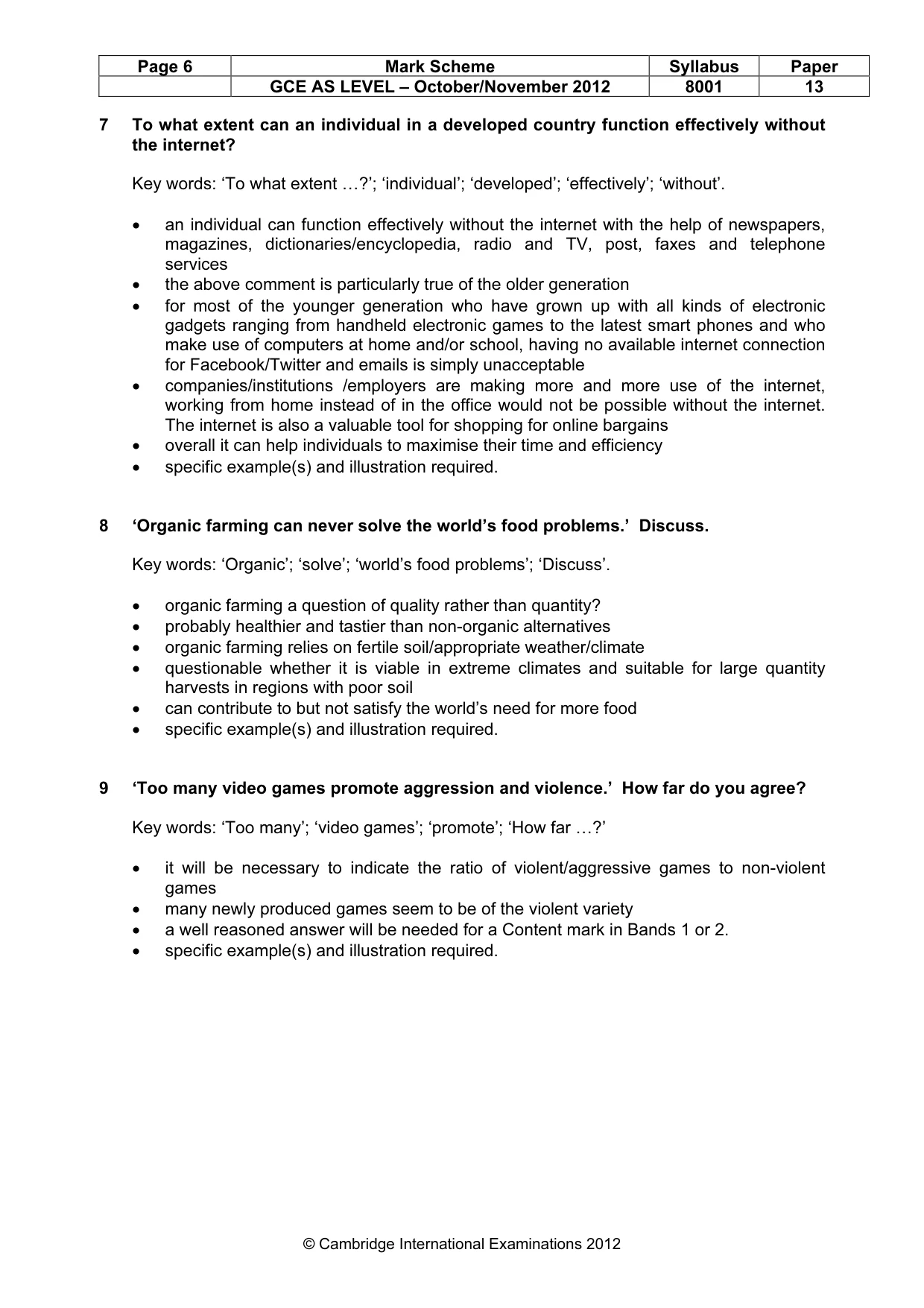 Mark scheme, page 6 of 7