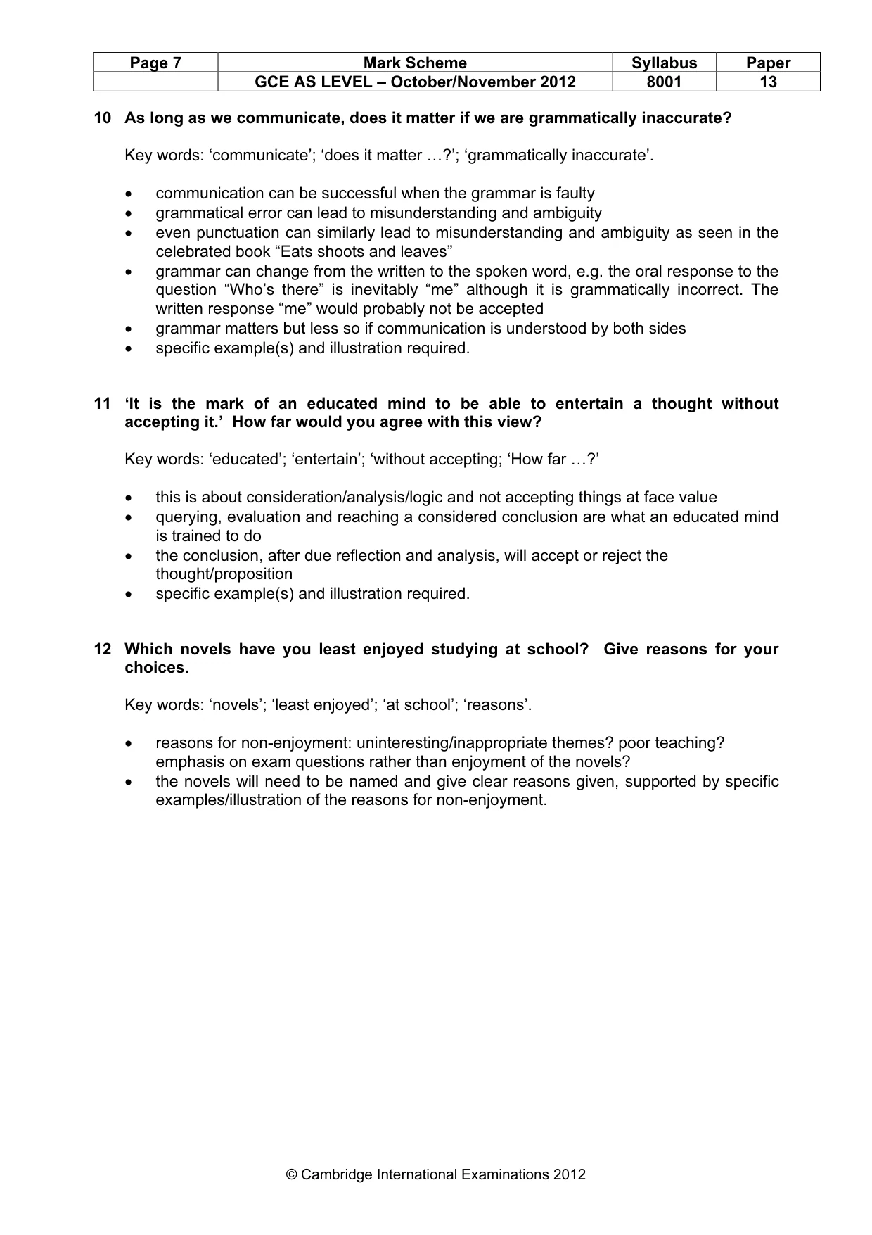 Mark scheme, page 7 of 7