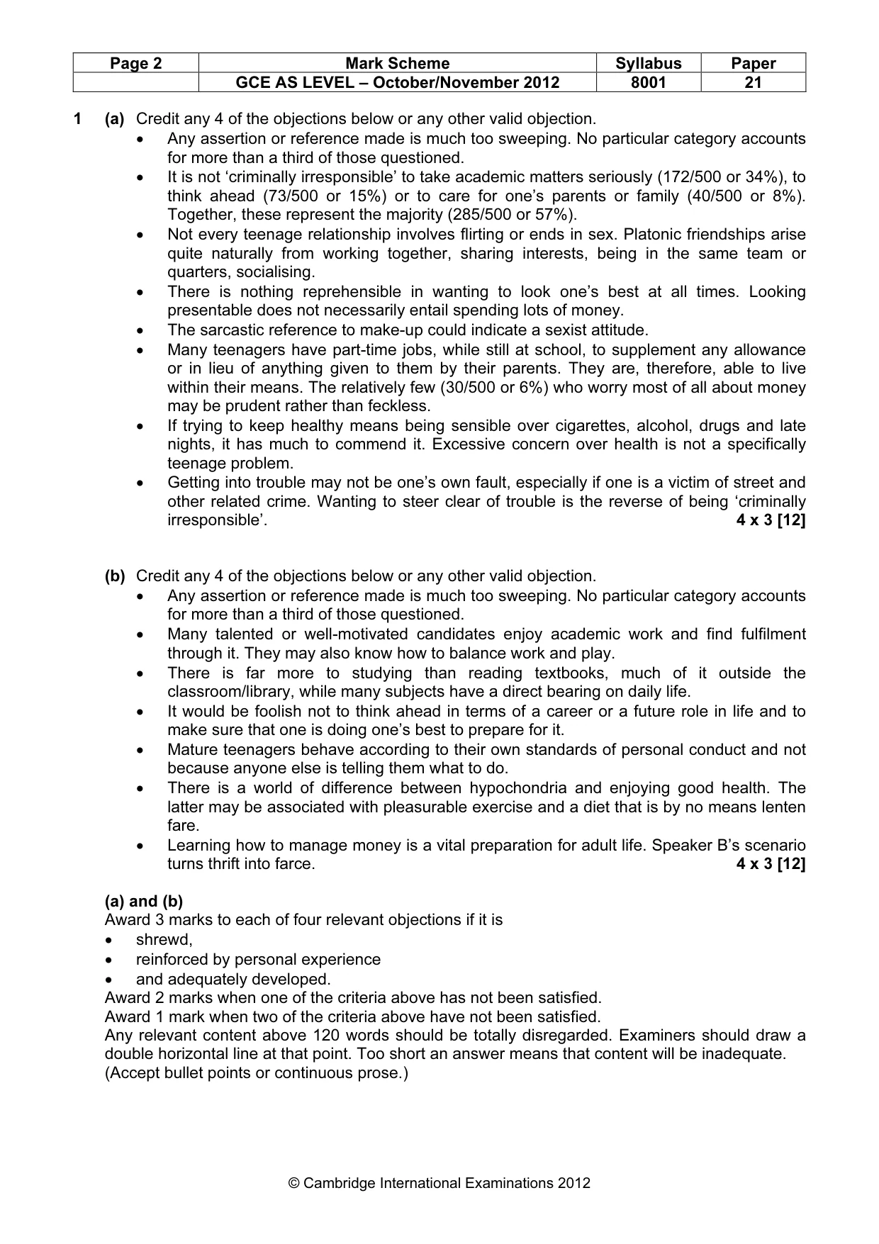 Mark scheme, page 2 of 7
