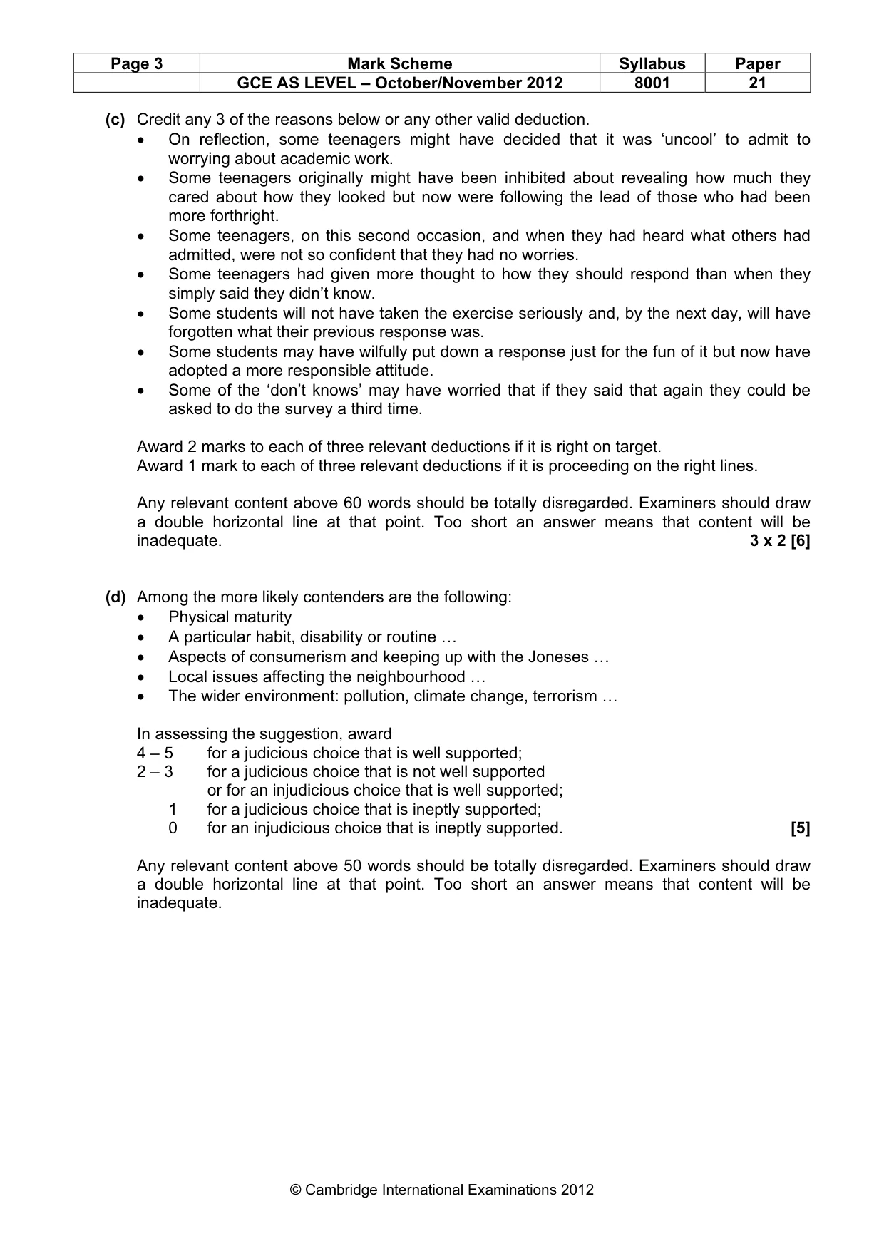 Mark scheme, page 3 of 7