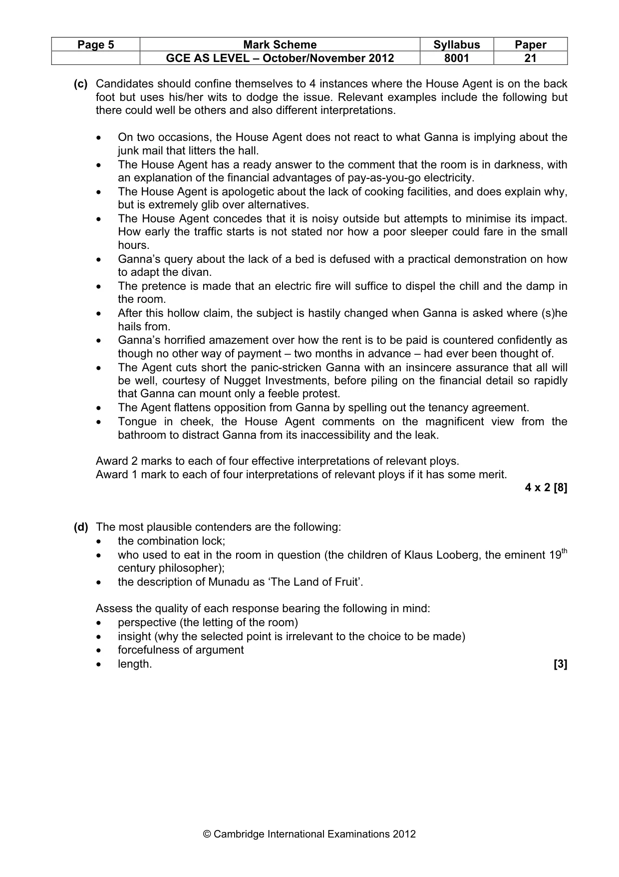 Mark scheme, page 5 of 7