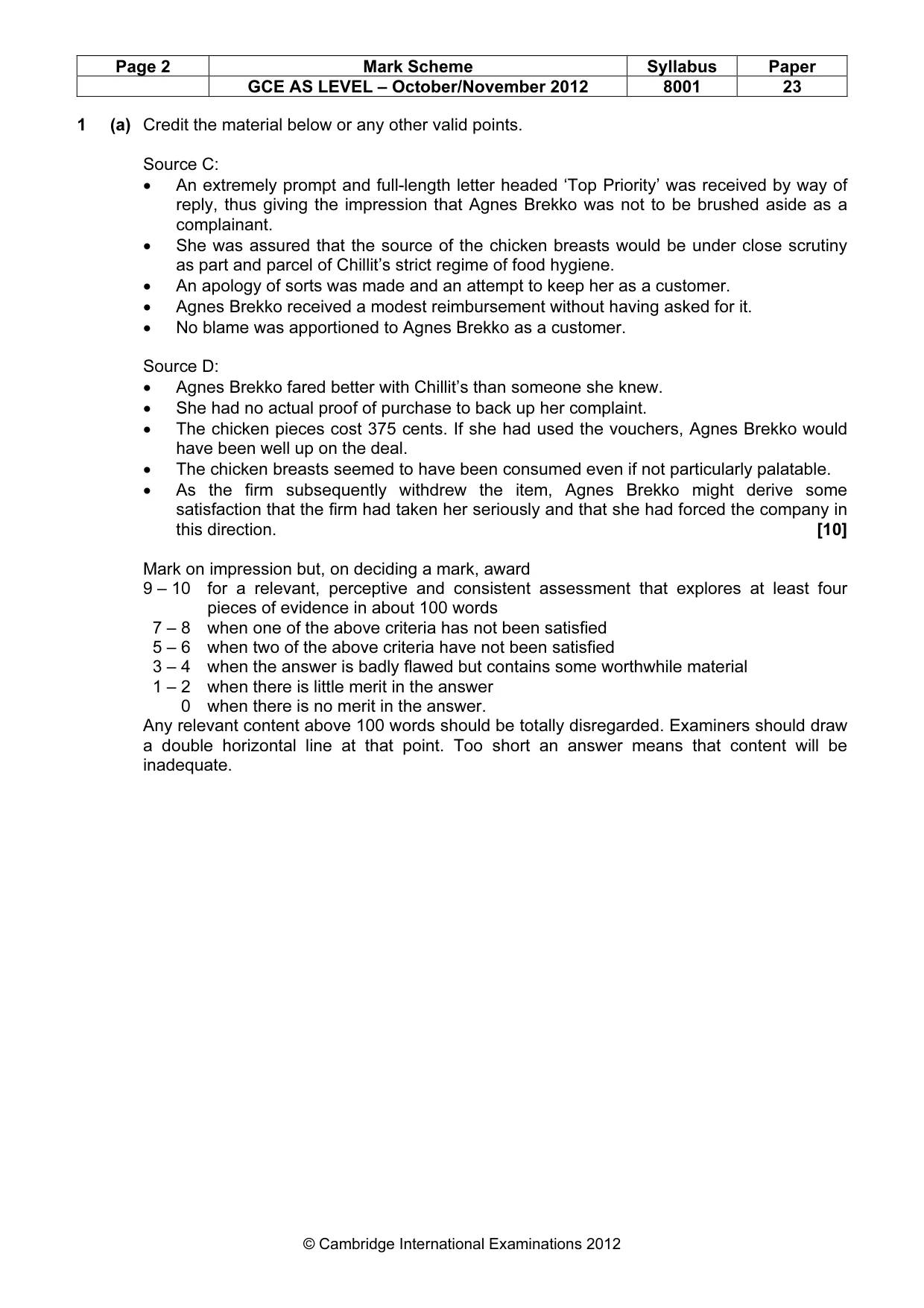 Mark scheme, page 2 of 9