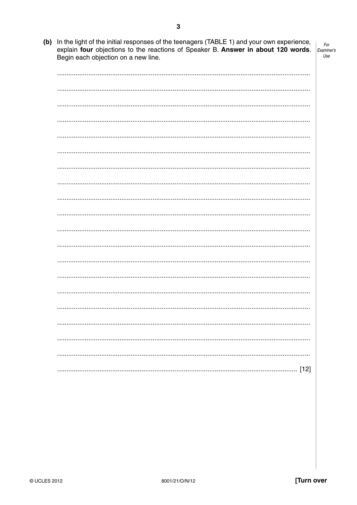 Cambridge A Level General Paper (AS Level only) 8001 2012 Oct/Nov Paper 2 · Variant 1 question paper, page 3 of 12