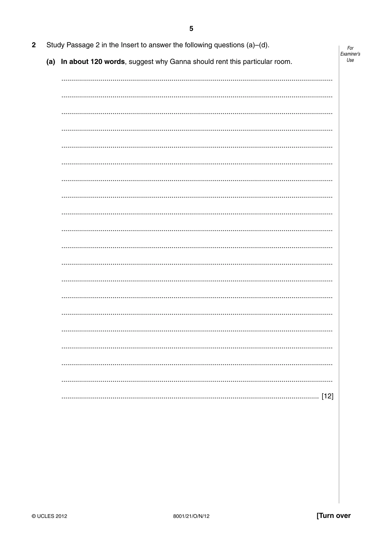 Cambridge A Level General Paper (AS Level only) 8001 2012 Oct/Nov Paper 2 · Variant 1 question paper, page 5 of 12