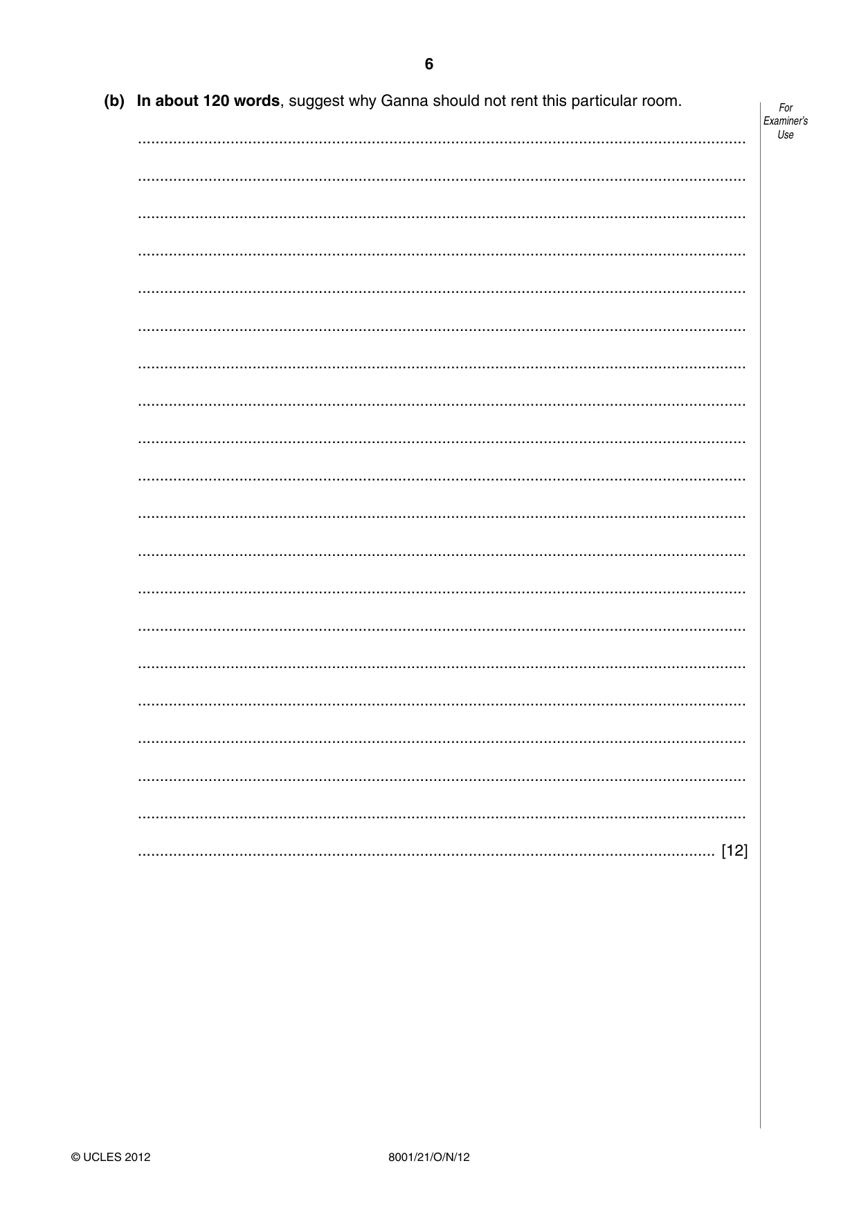 Cambridge A Level General Paper (AS Level only) 8001 2012 Oct/Nov Paper 2 · Variant 1 question paper, page 6 of 12