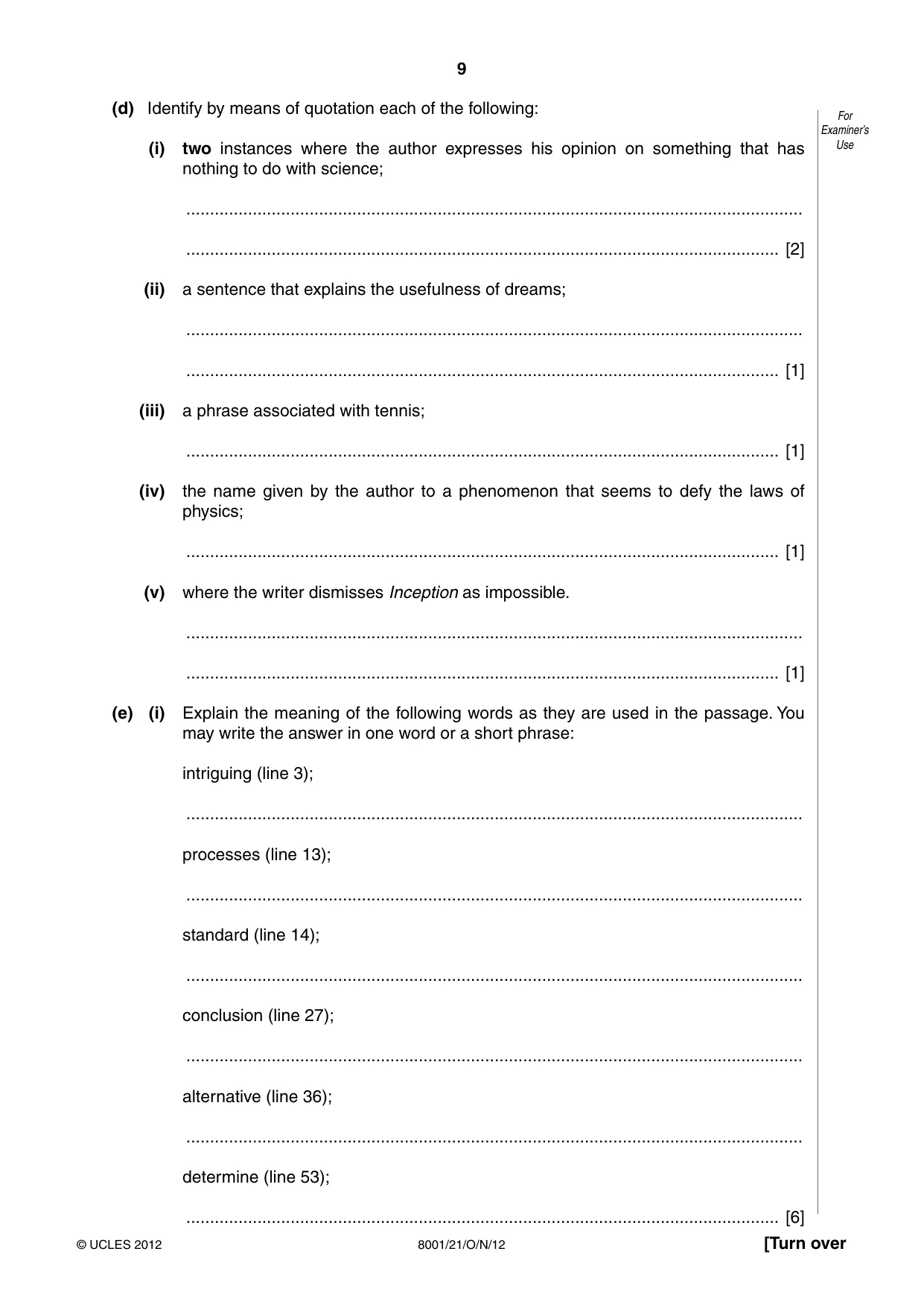 Cambridge A Level General Paper (AS Level only) 8001 2012 Oct/Nov Paper 2 · Variant 1 question paper, page 9 of 12