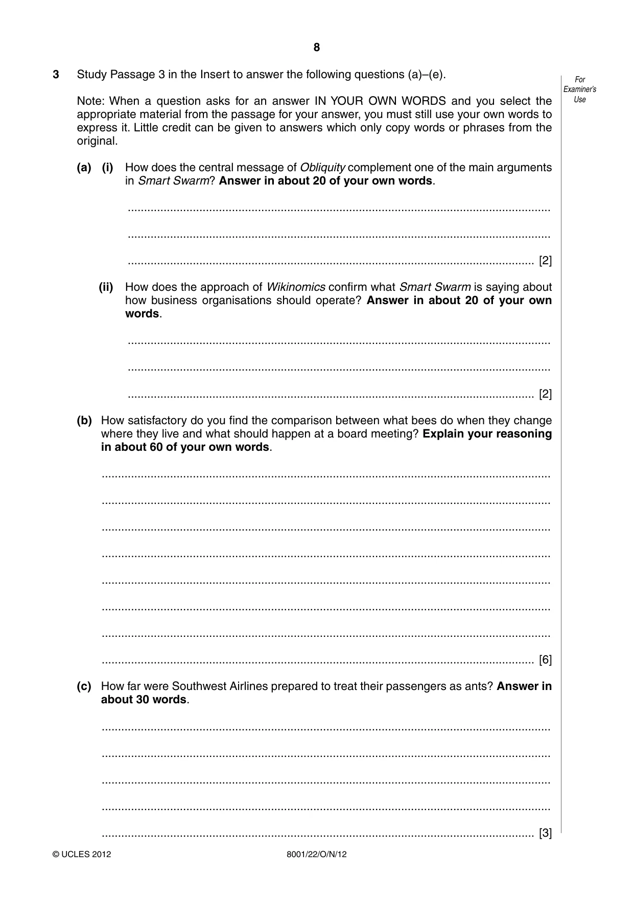 Cambridge A Level General Paper (AS Level only) 8001 2012 Oct/Nov Paper 2 · Variant 2 question paper, page 8 of 12