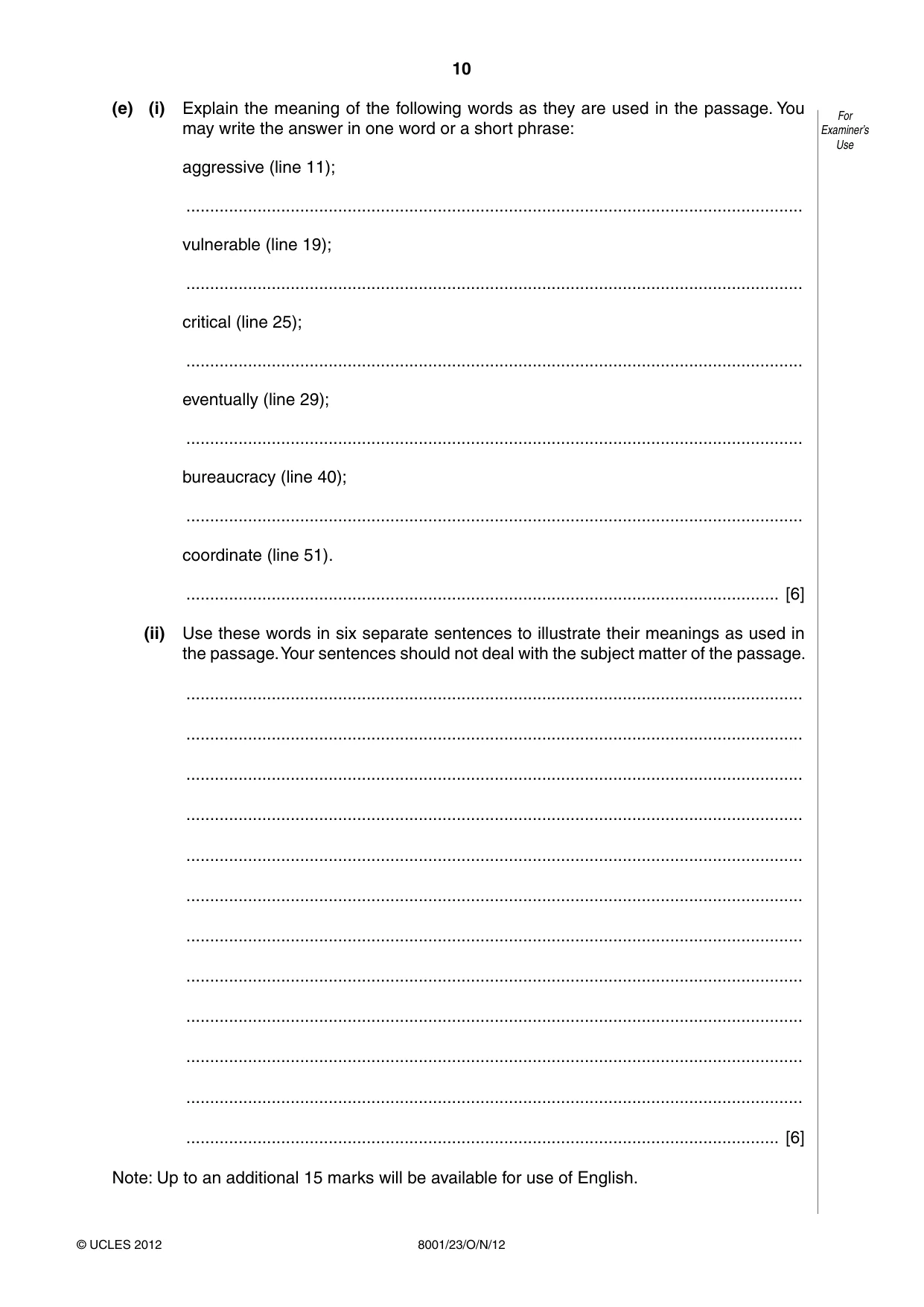 Cambridge A Level General Paper (AS Level only) 8001 2012 Oct/Nov Paper 2 · Variant 3 question paper, page 10 of 12