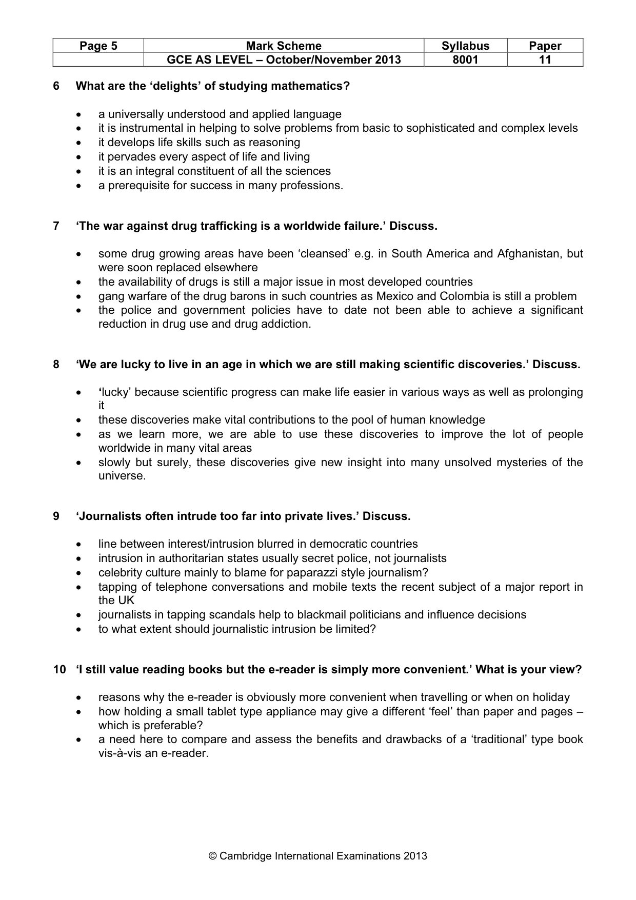 Mark scheme, page 5 of 6