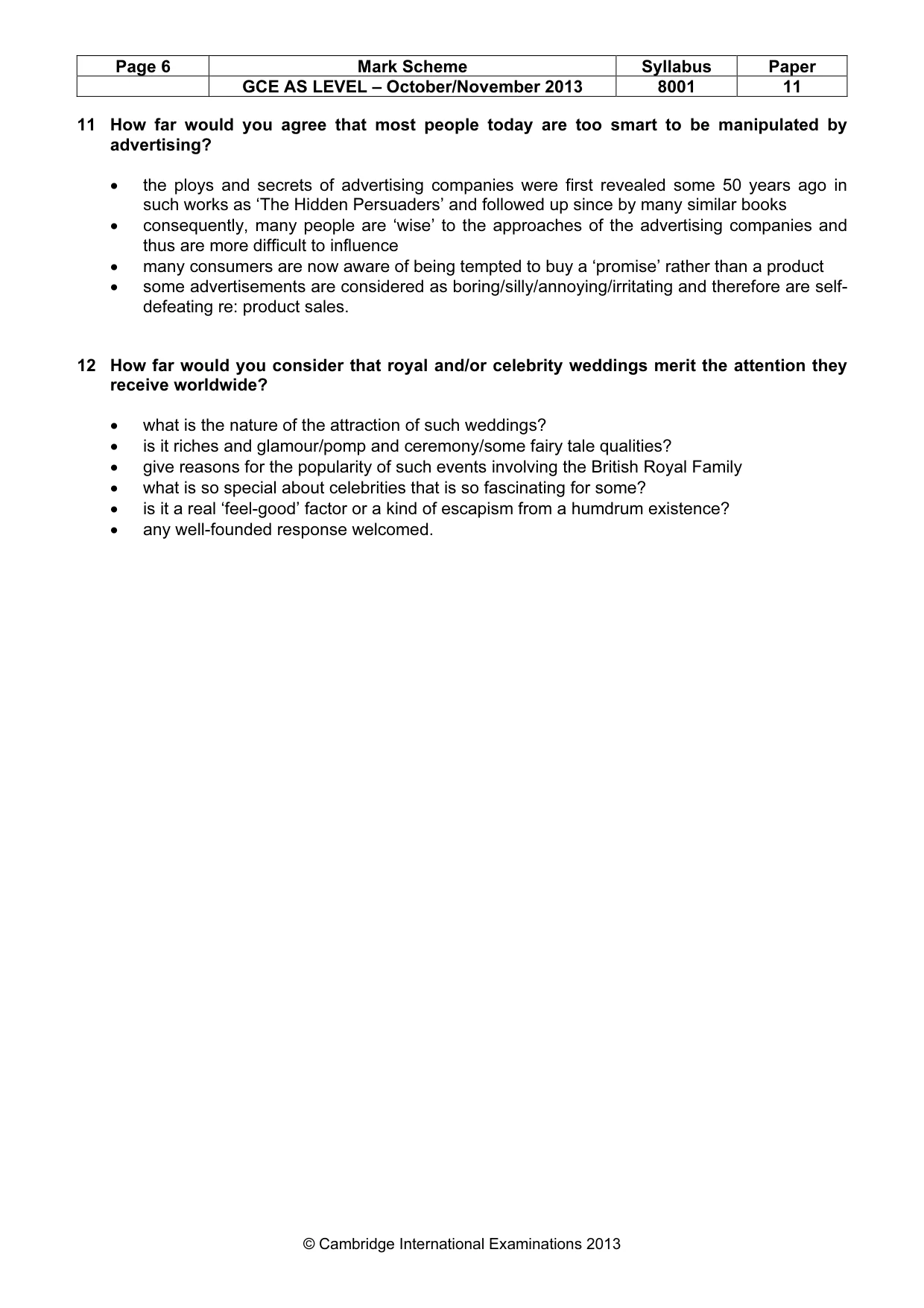 Mark scheme, page 6 of 6