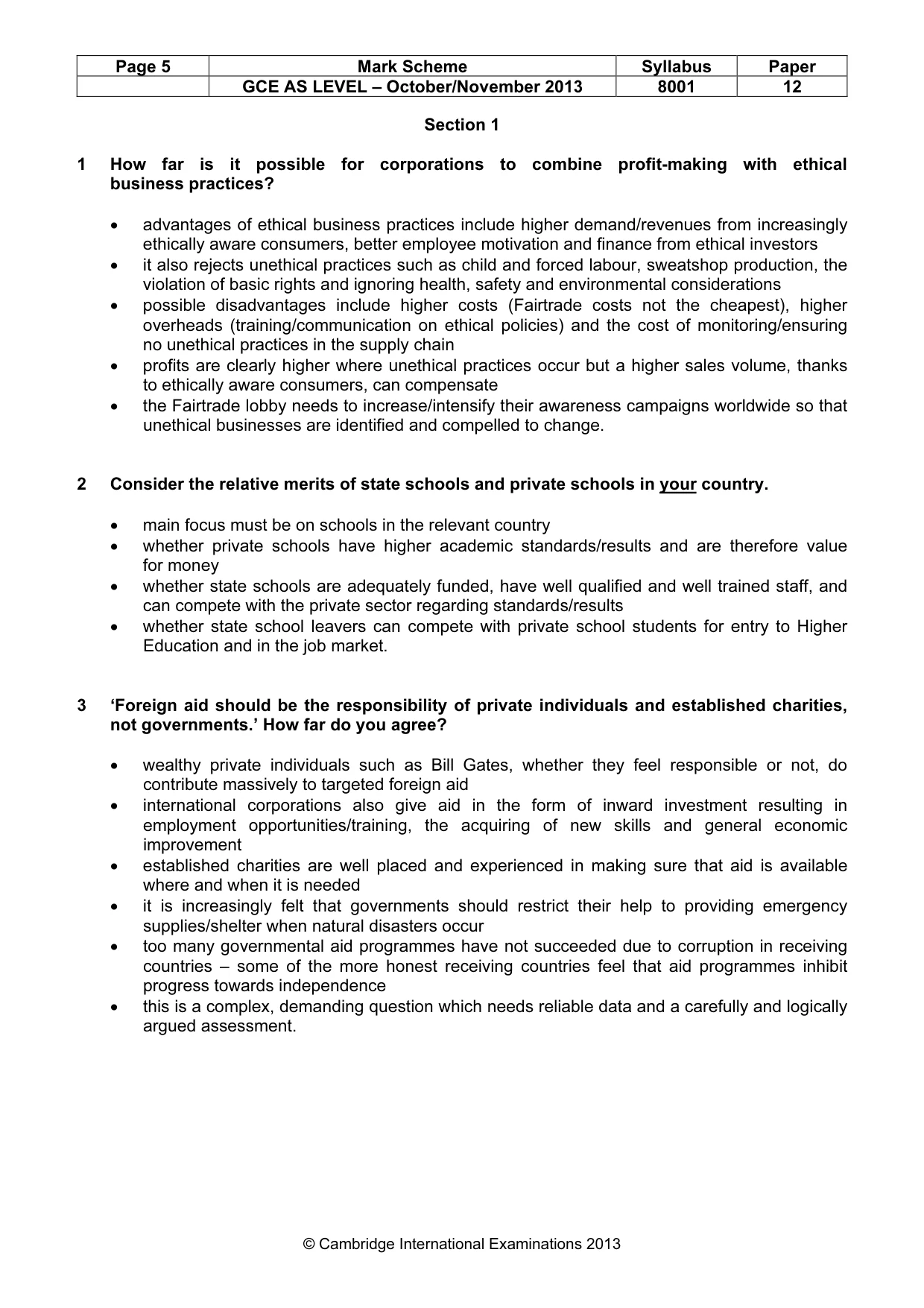 Mark scheme, page 5 of 7