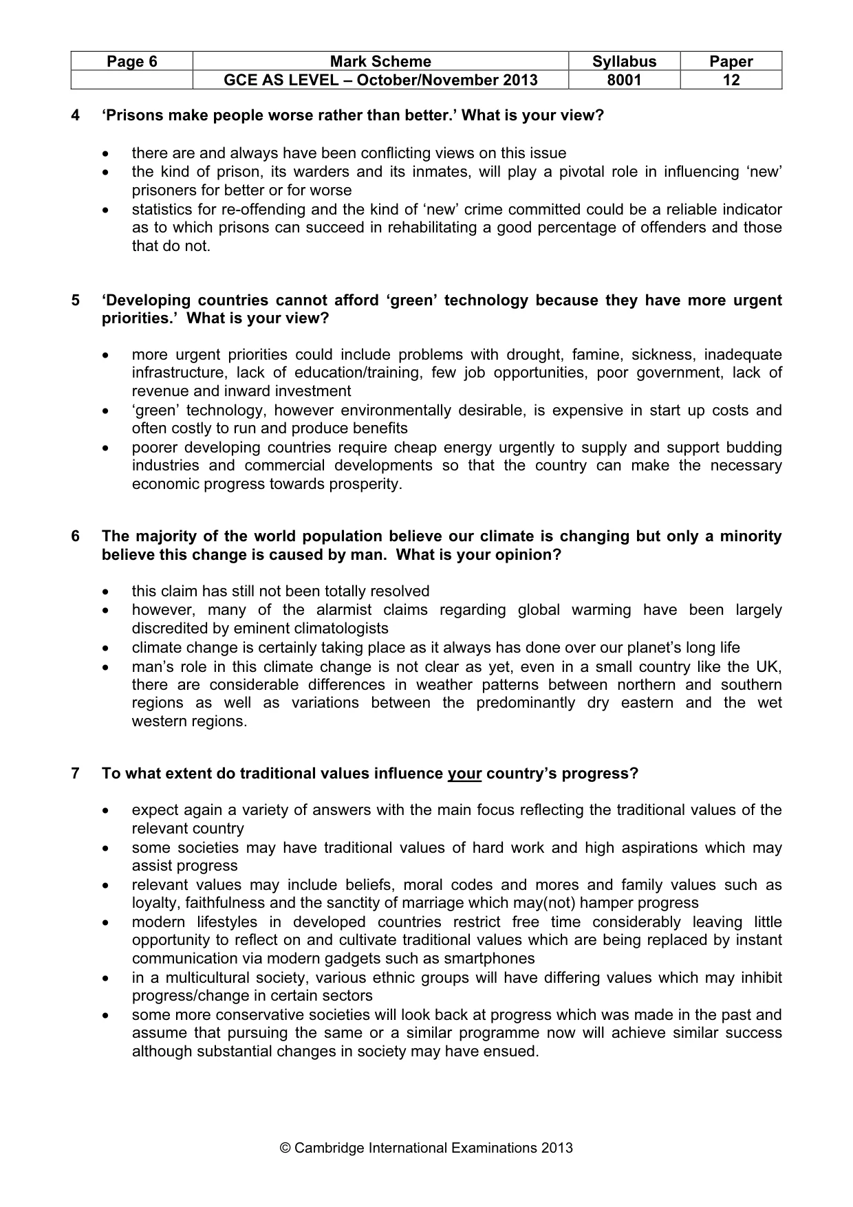 Mark scheme, page 6 of 7