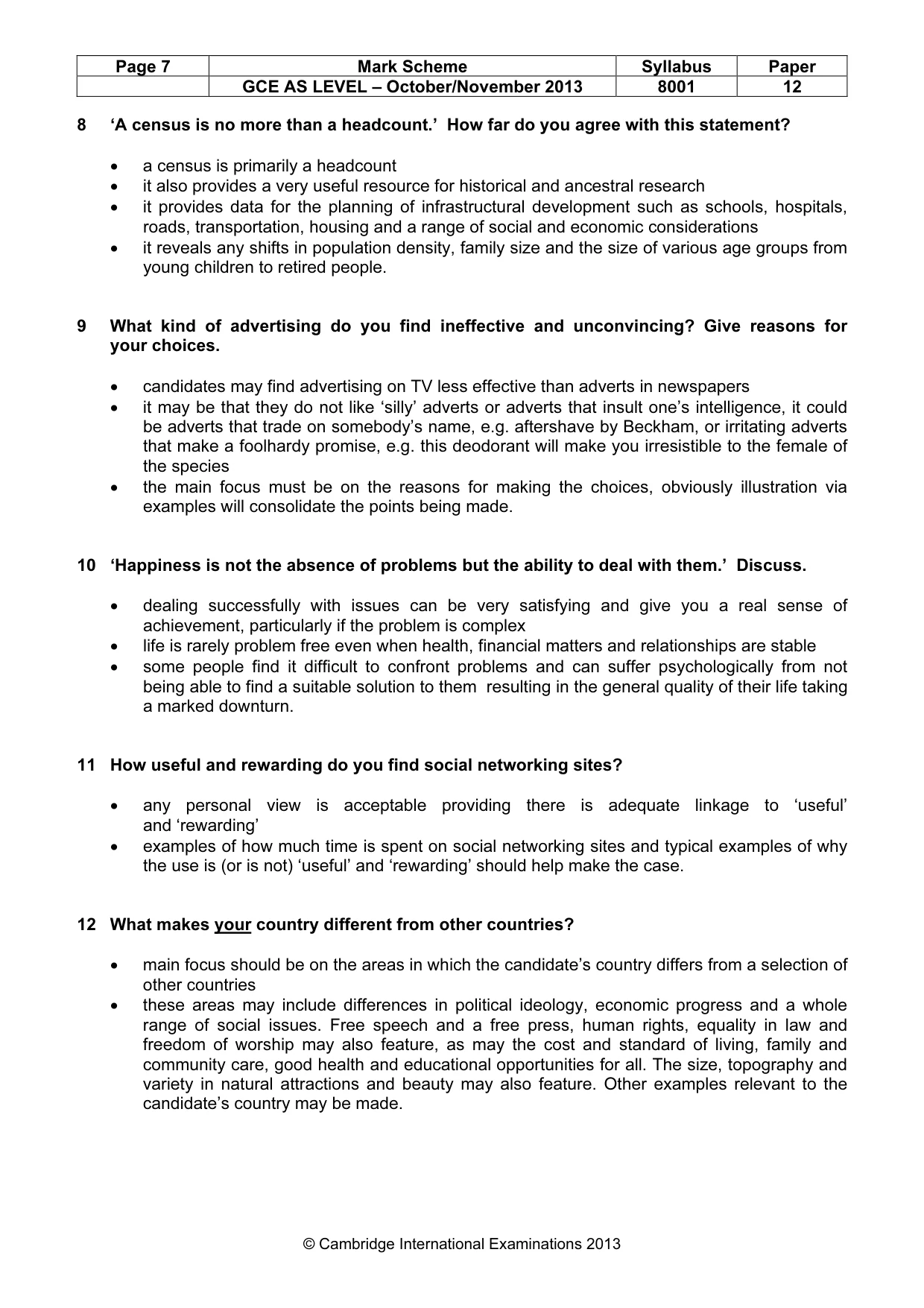 Mark scheme, page 7 of 7