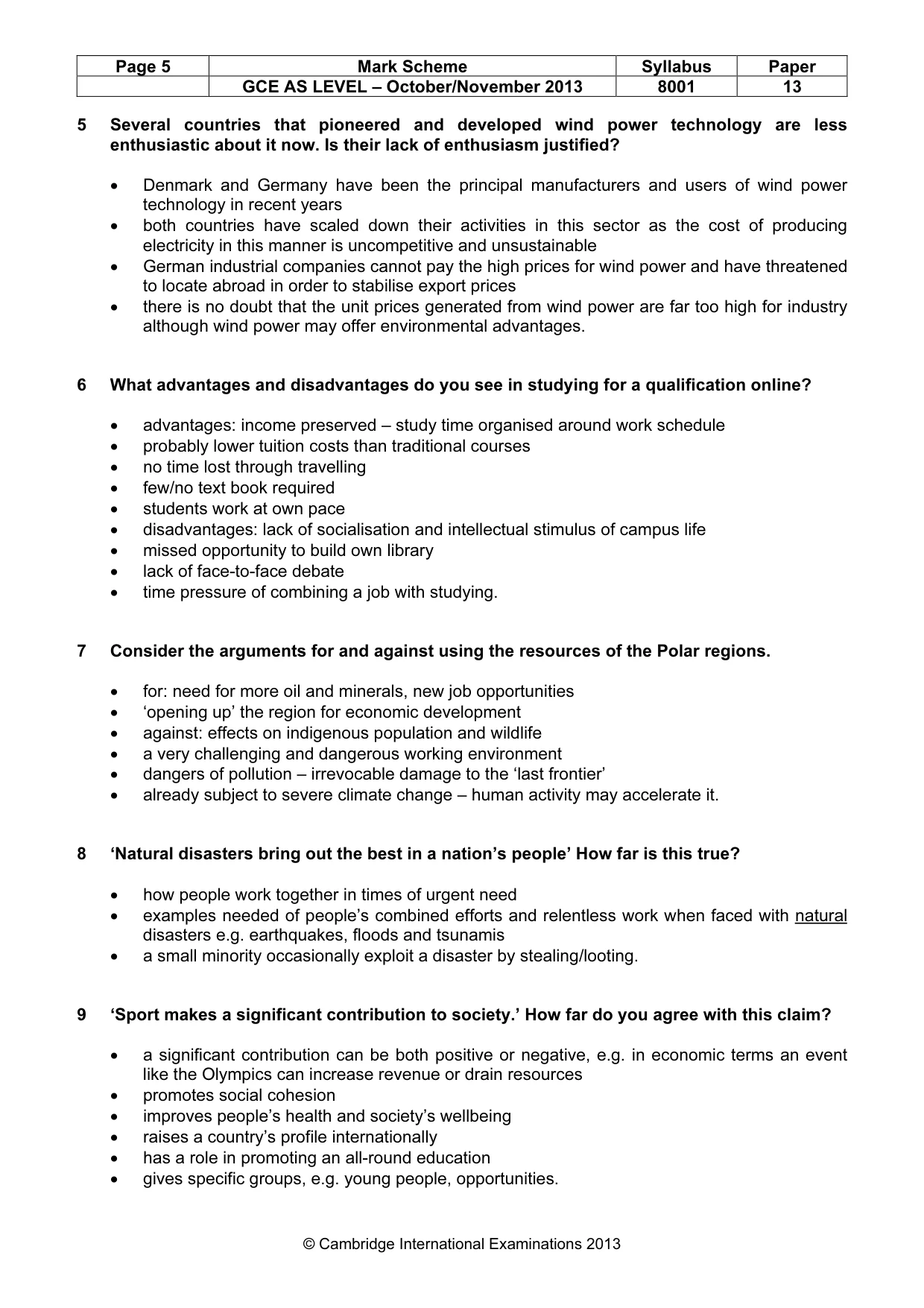 Mark scheme, page 5 of 6