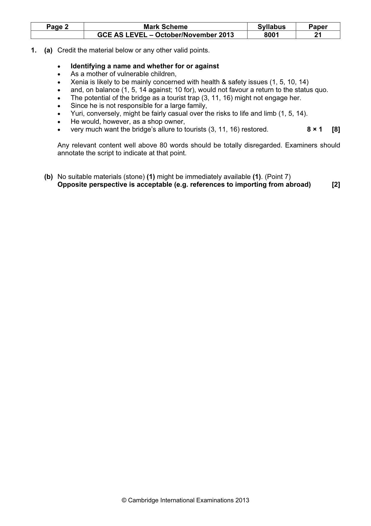 Mark scheme, page 2 of 8