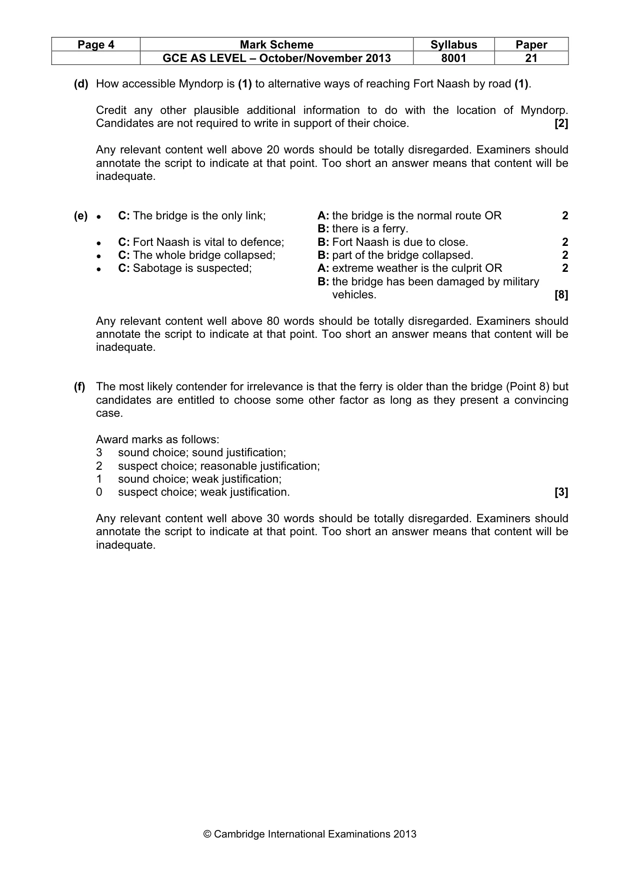 Mark scheme, page 4 of 8