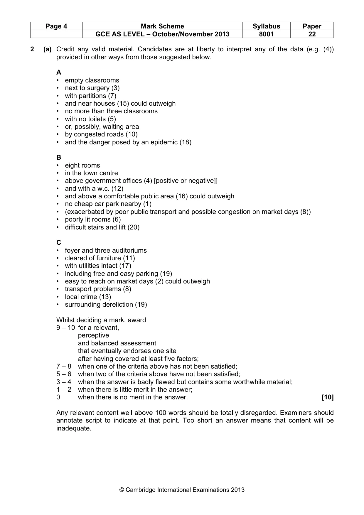Mark scheme, page 4 of 9