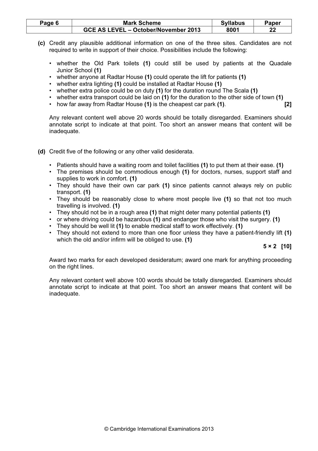 Mark scheme, page 6 of 9
