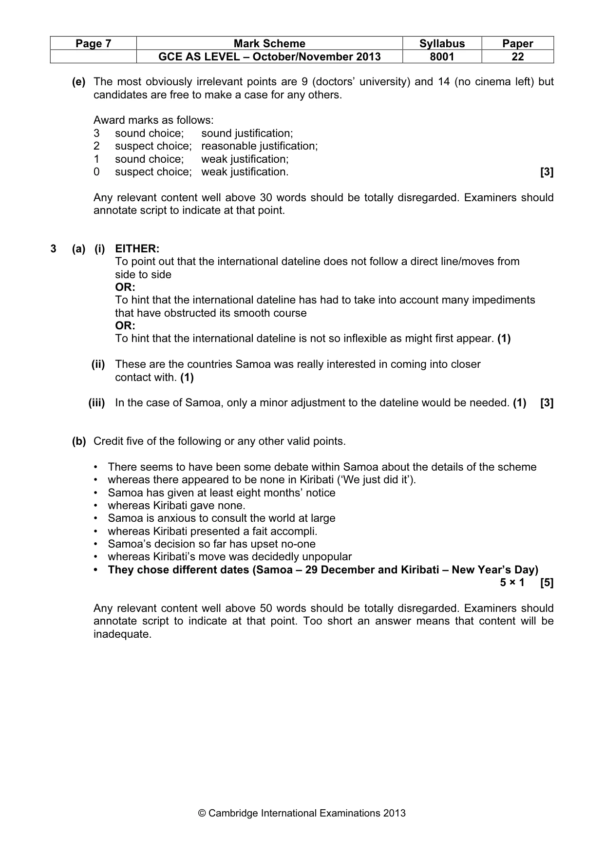 Mark scheme, page 7 of 9