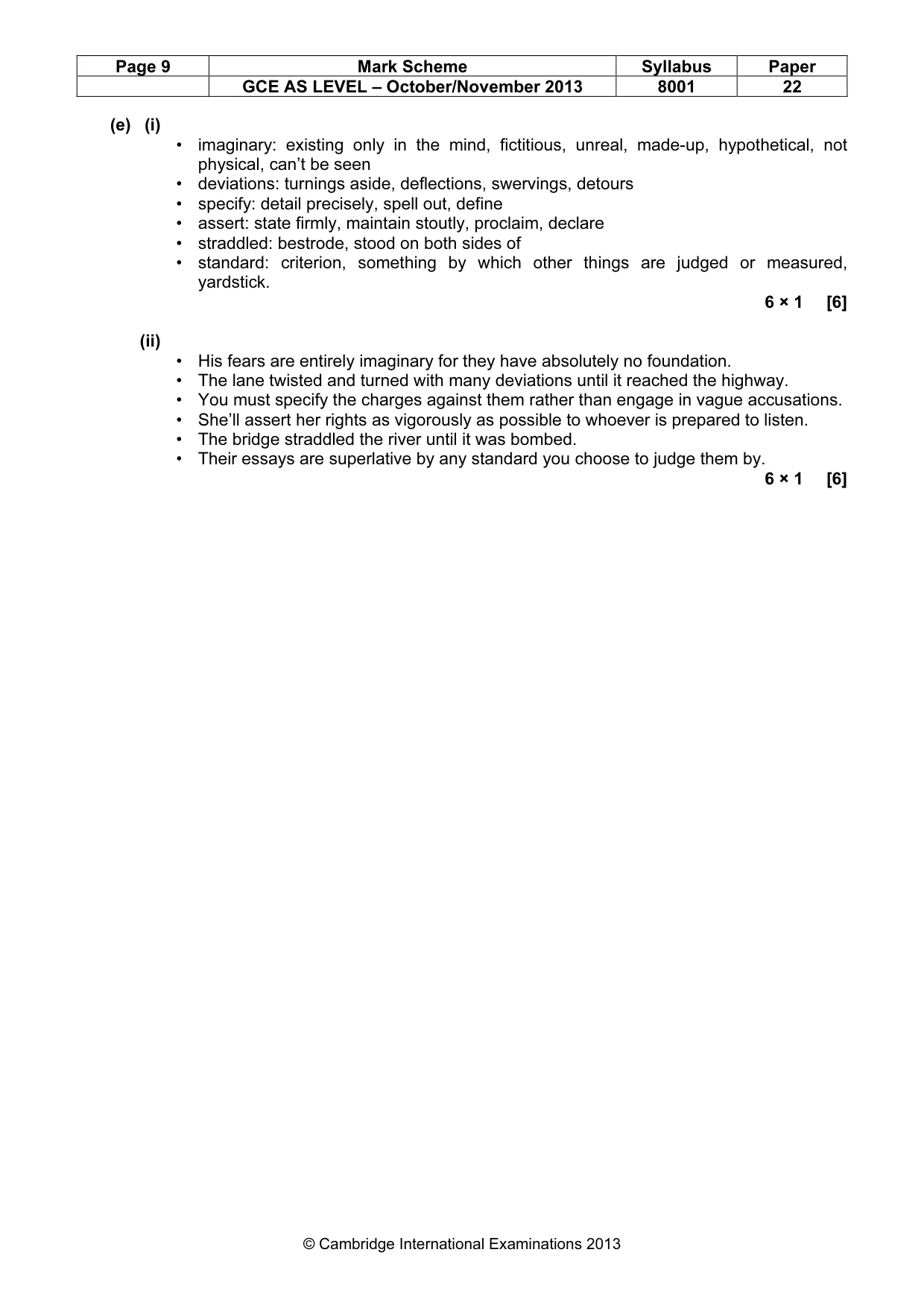Mark scheme, page 9 of 9