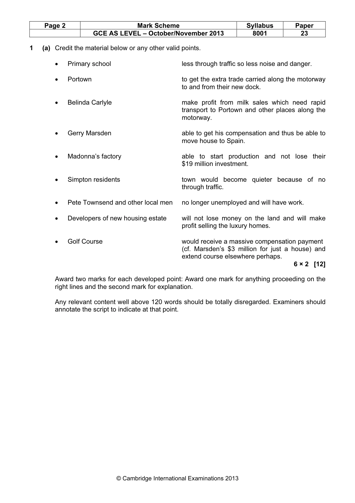 Mark scheme, page 2 of 9