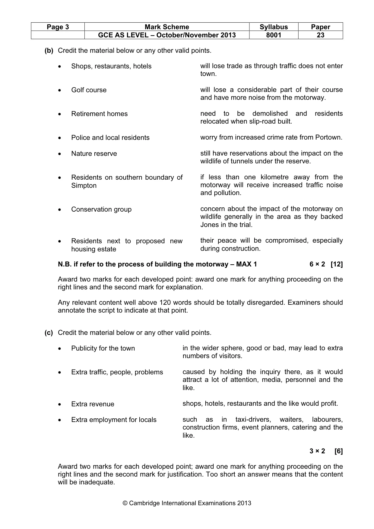 Mark scheme, page 3 of 9