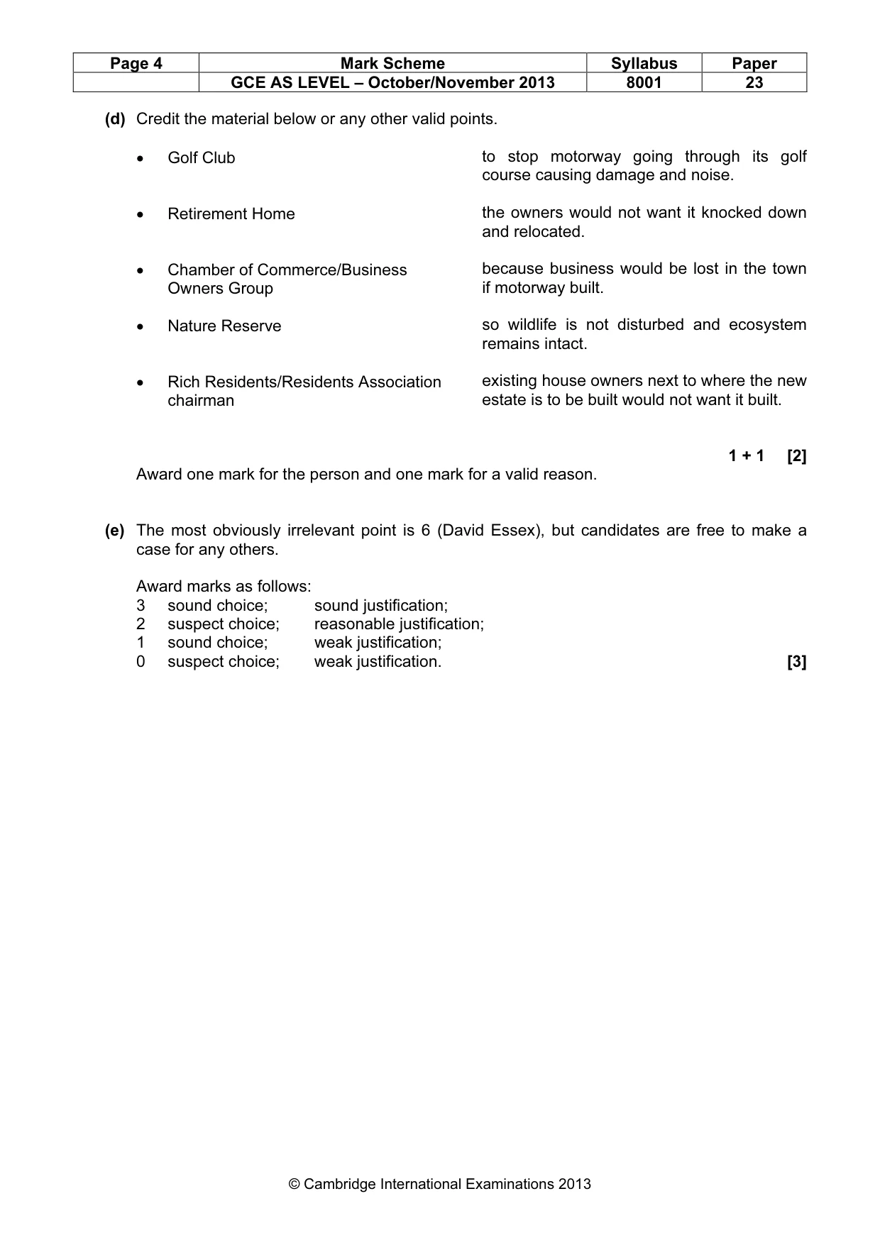 Mark scheme, page 4 of 9