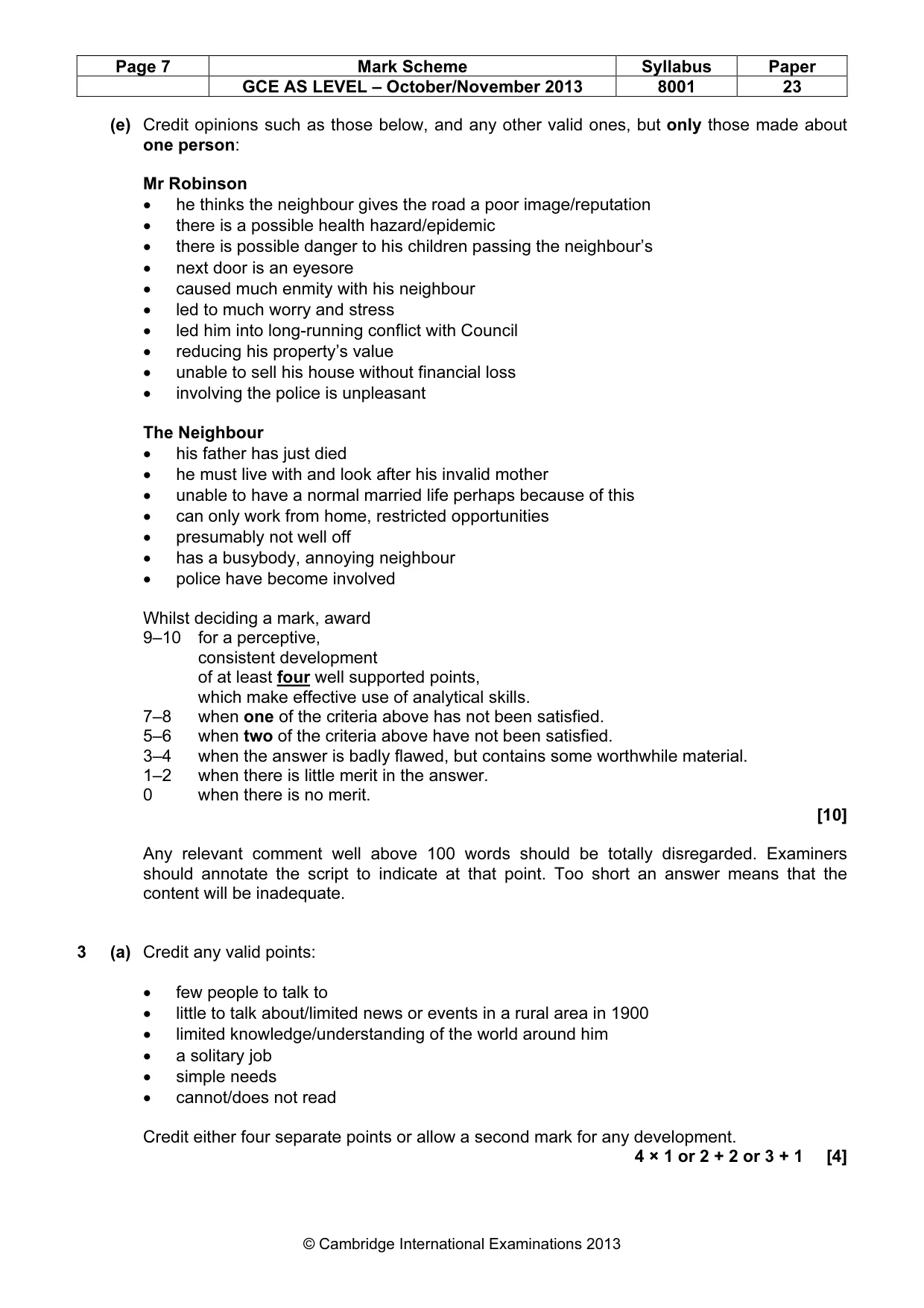 Mark scheme, page 7 of 9