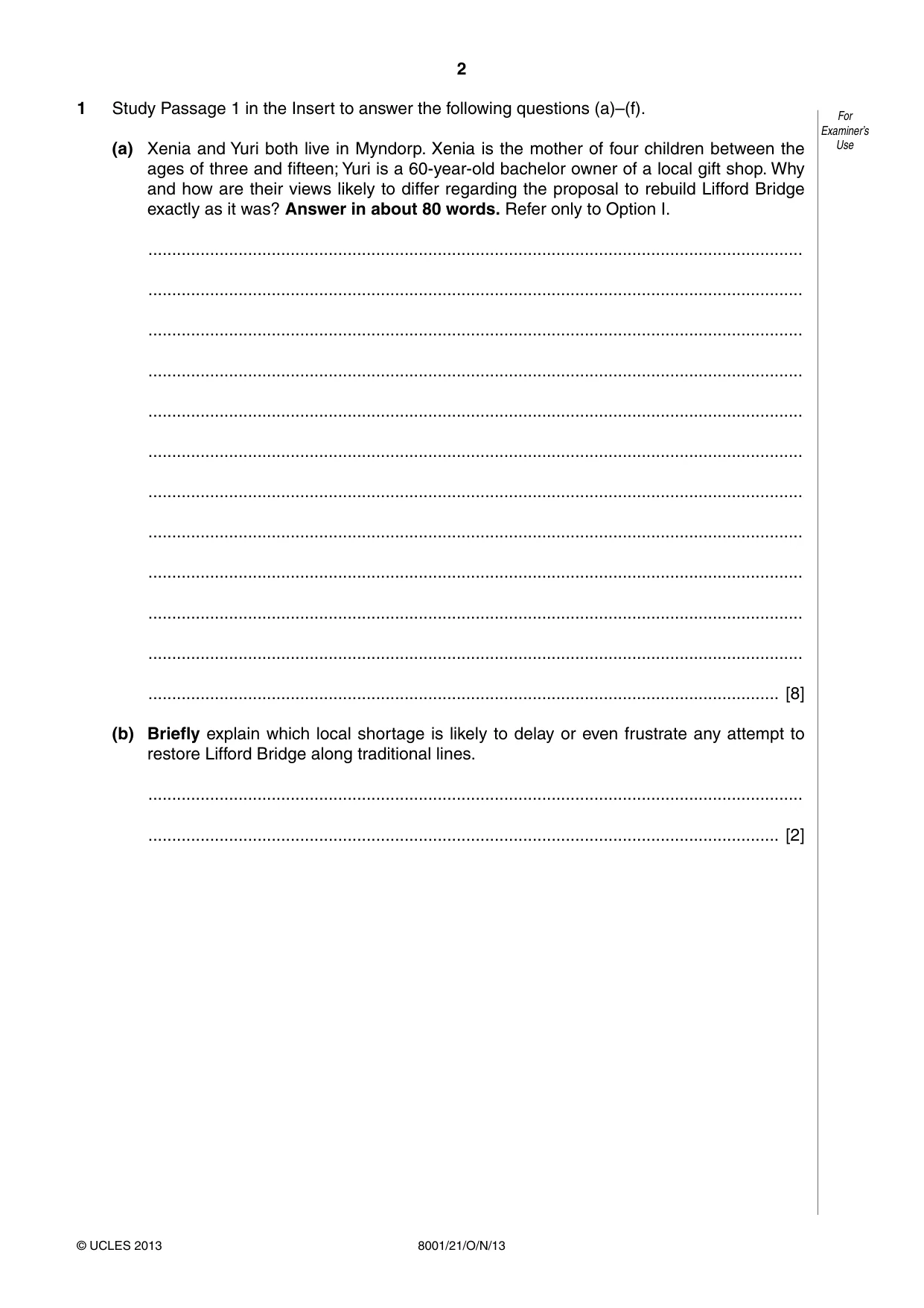 Cambridge A Level General Paper (AS Level only) 8001 2013 Oct/Nov Paper 2 · Variant 1 question paper, page 2 of 12