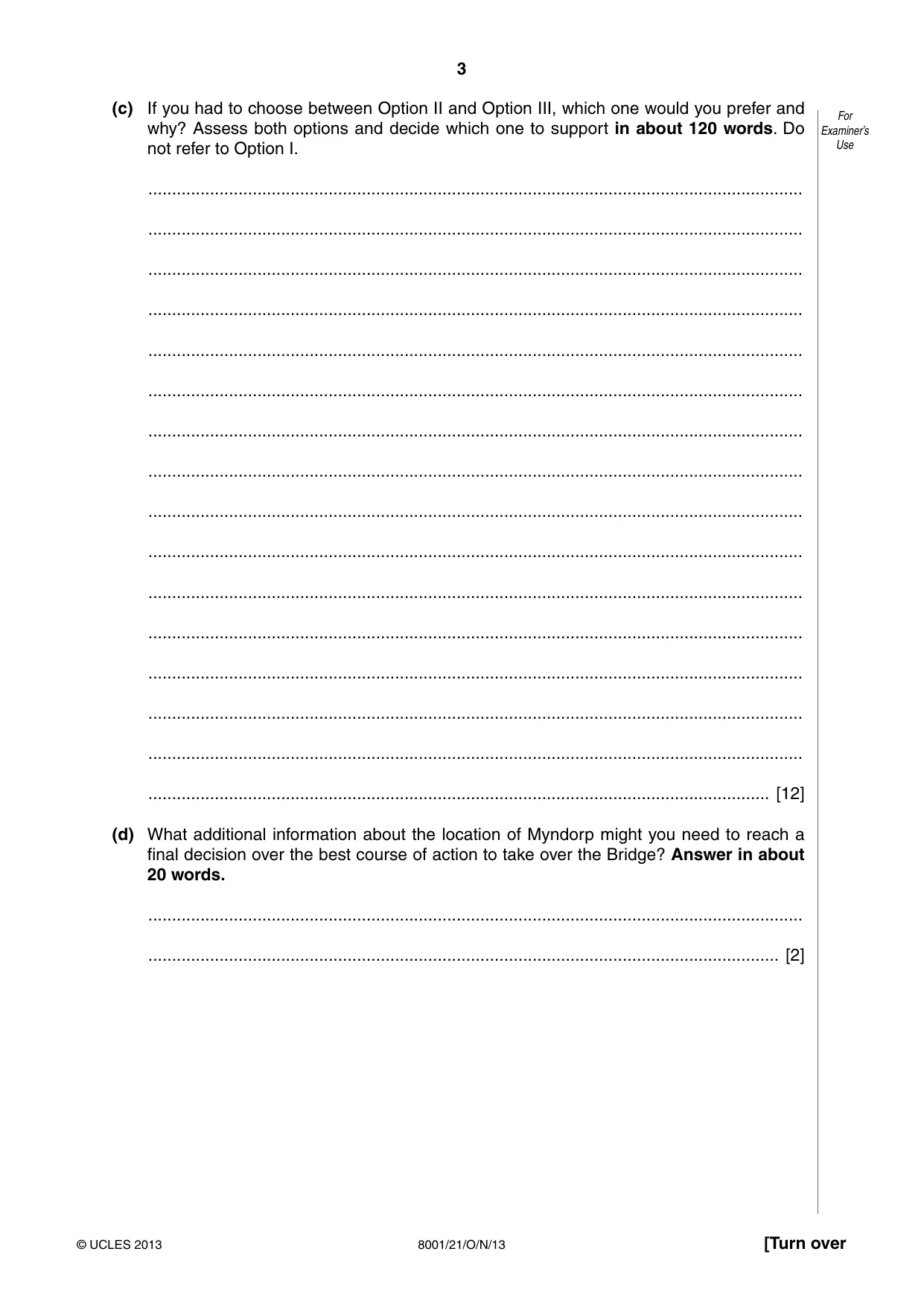 Cambridge A Level General Paper (AS Level only) 8001 2013 Oct/Nov Paper 2 · Variant 1 question paper, page 3 of 12