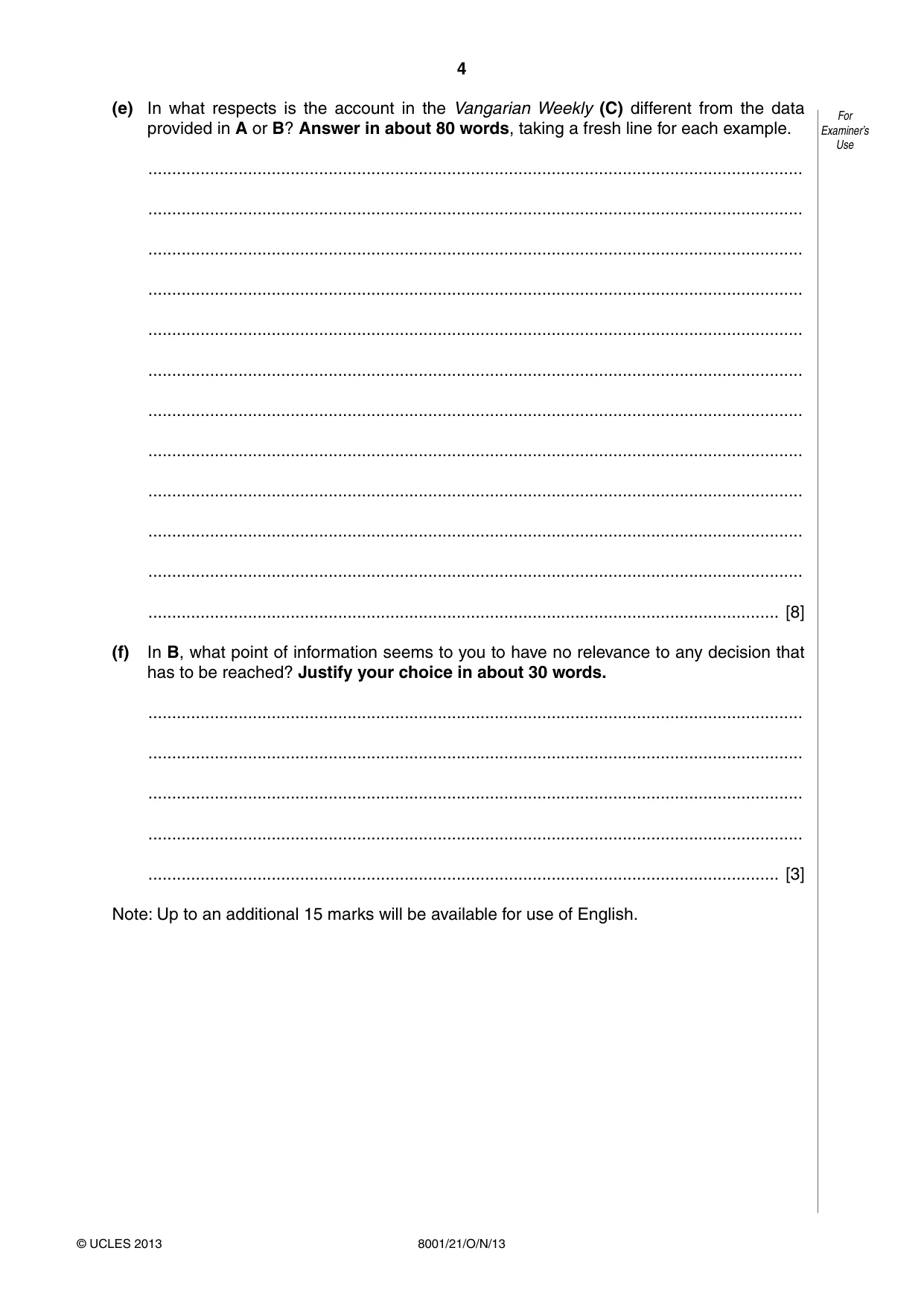 Cambridge A Level General Paper (AS Level only) 8001 2013 Oct/Nov Paper 2 · Variant 1 question paper, page 4 of 12