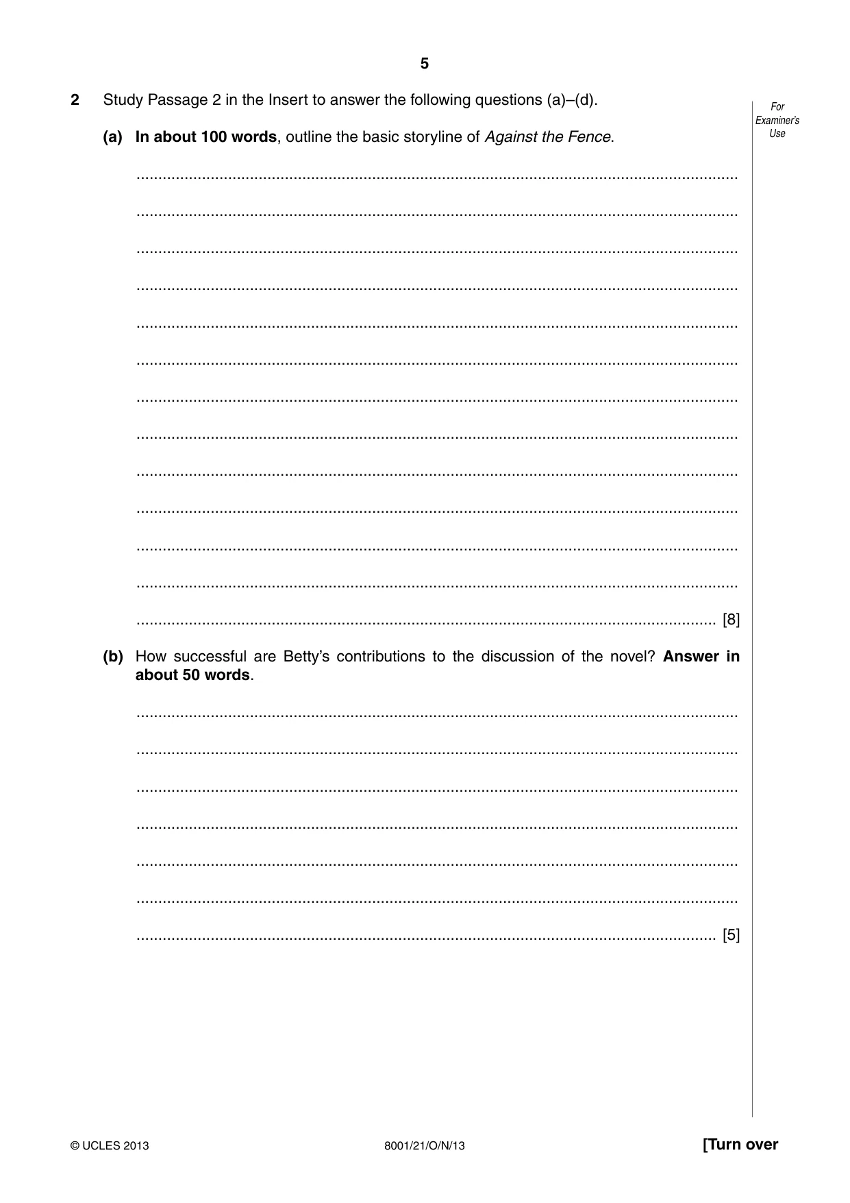 Cambridge A Level General Paper (AS Level only) 8001 2013 Oct/Nov Paper 2 · Variant 1 question paper, page 5 of 12