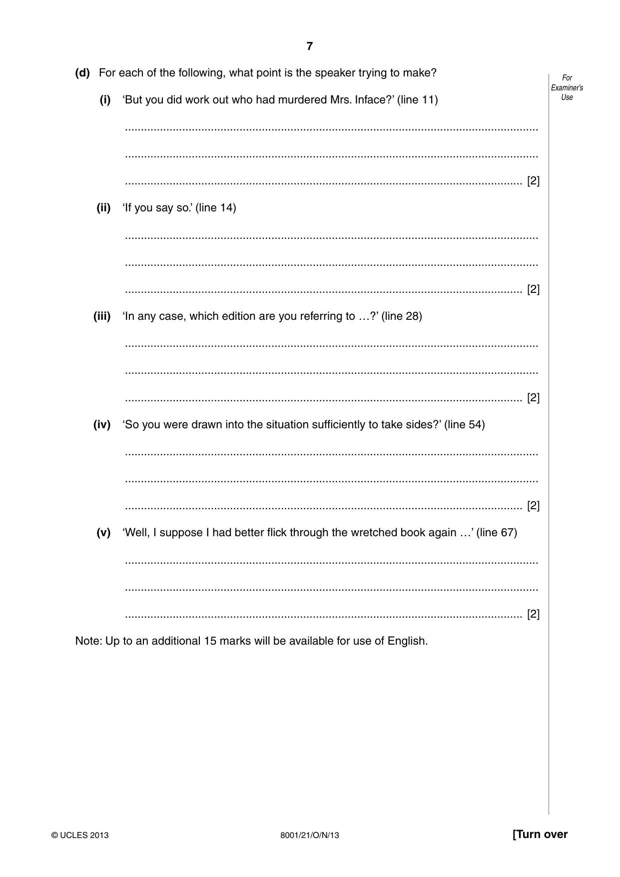 Cambridge A Level General Paper (AS Level only) 8001 2013 Oct/Nov Paper 2 · Variant 1 question paper, page 7 of 12