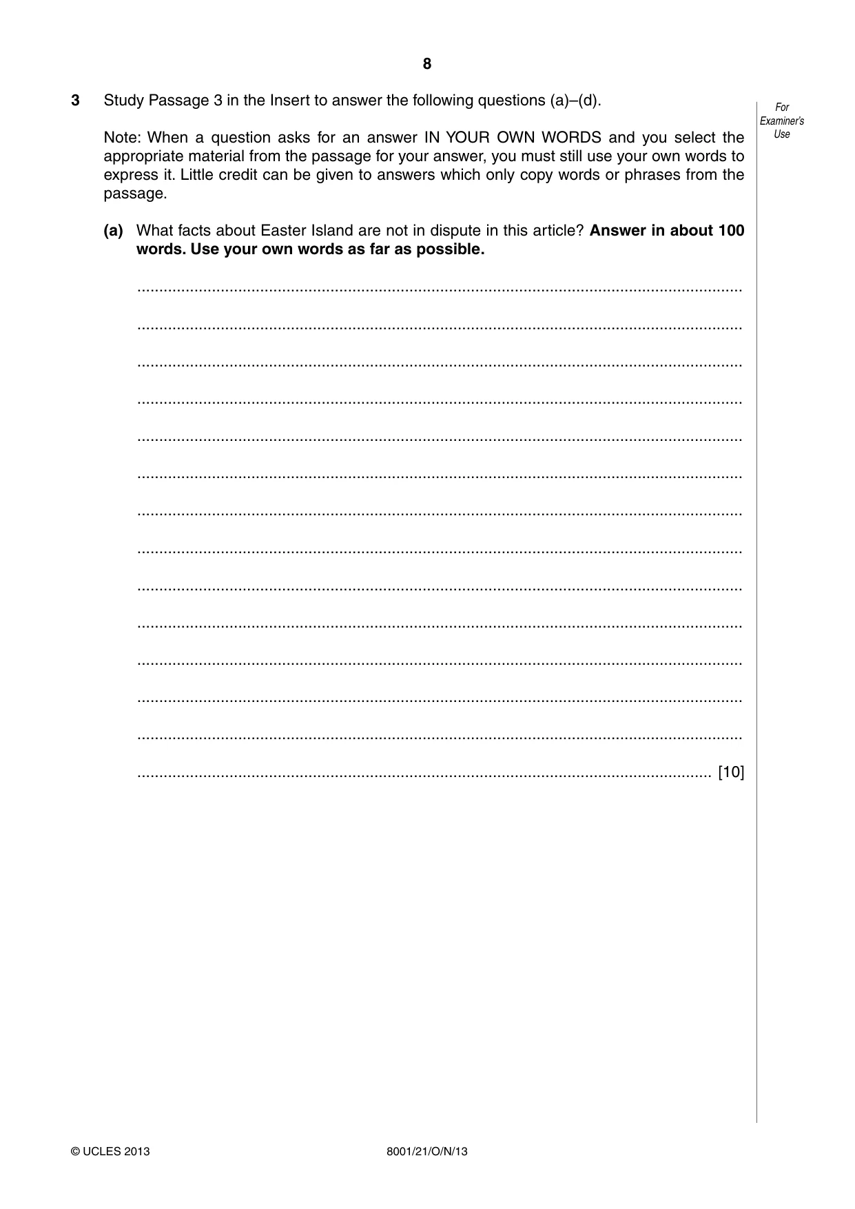 Cambridge A Level General Paper (AS Level only) 8001 2013 Oct/Nov Paper 2 · Variant 1 question paper, page 8 of 12