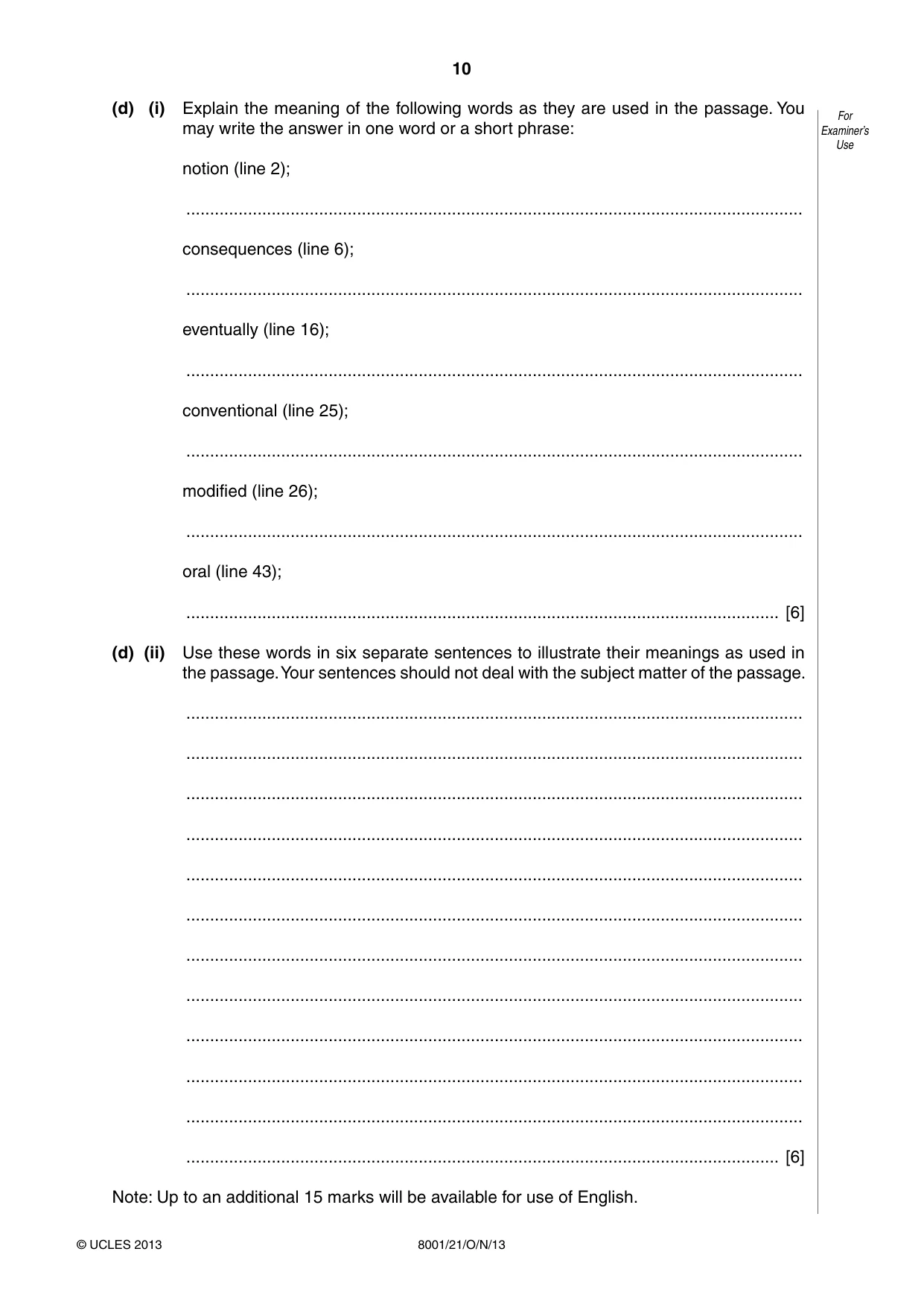 Cambridge A Level General Paper (AS Level only) 8001 2013 Oct/Nov Paper 2 · Variant 1 question paper, page 10 of 12