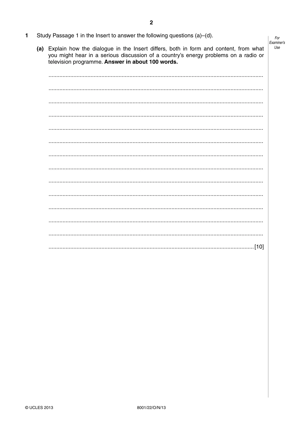 Cambridge A Level General Paper (AS Level only) 8001 2013 Oct/Nov Paper 2 · Variant 2 question paper, page 2 of 12