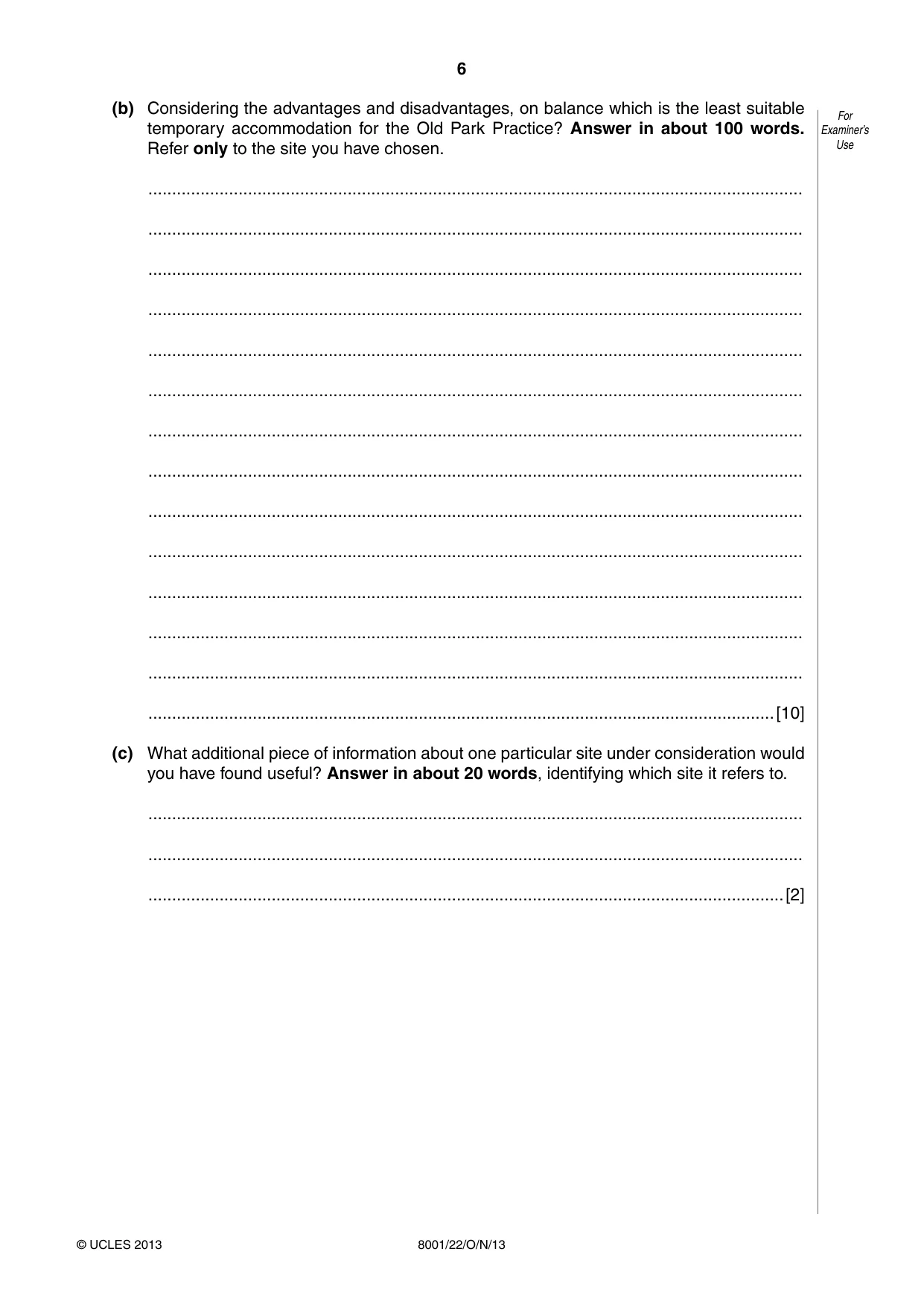 Cambridge A Level General Paper (AS Level only) 8001 2013 Oct/Nov Paper 2 · Variant 2 question paper, page 6 of 12